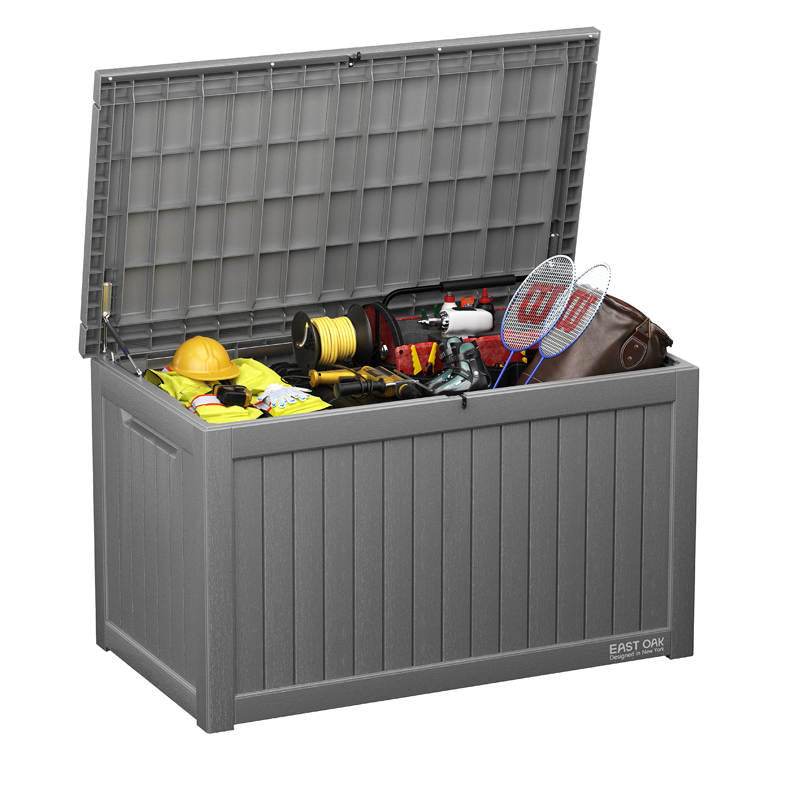 EAST OAK 31-Gallon Outdoor Deck Box, Grey