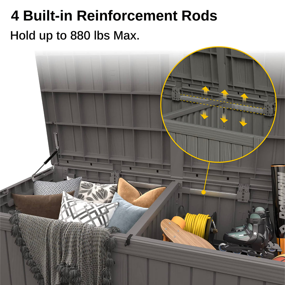 EAST OAK 31-Gallon Outdoor Deck Box, Grey