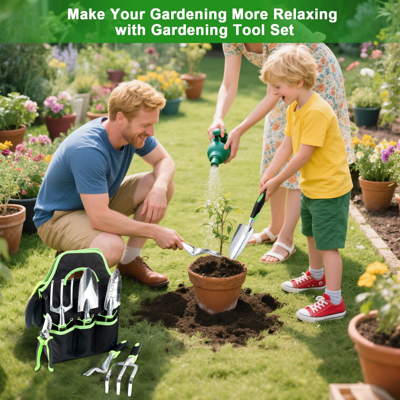 8-Piece Garden Tools Set with Storage Bag