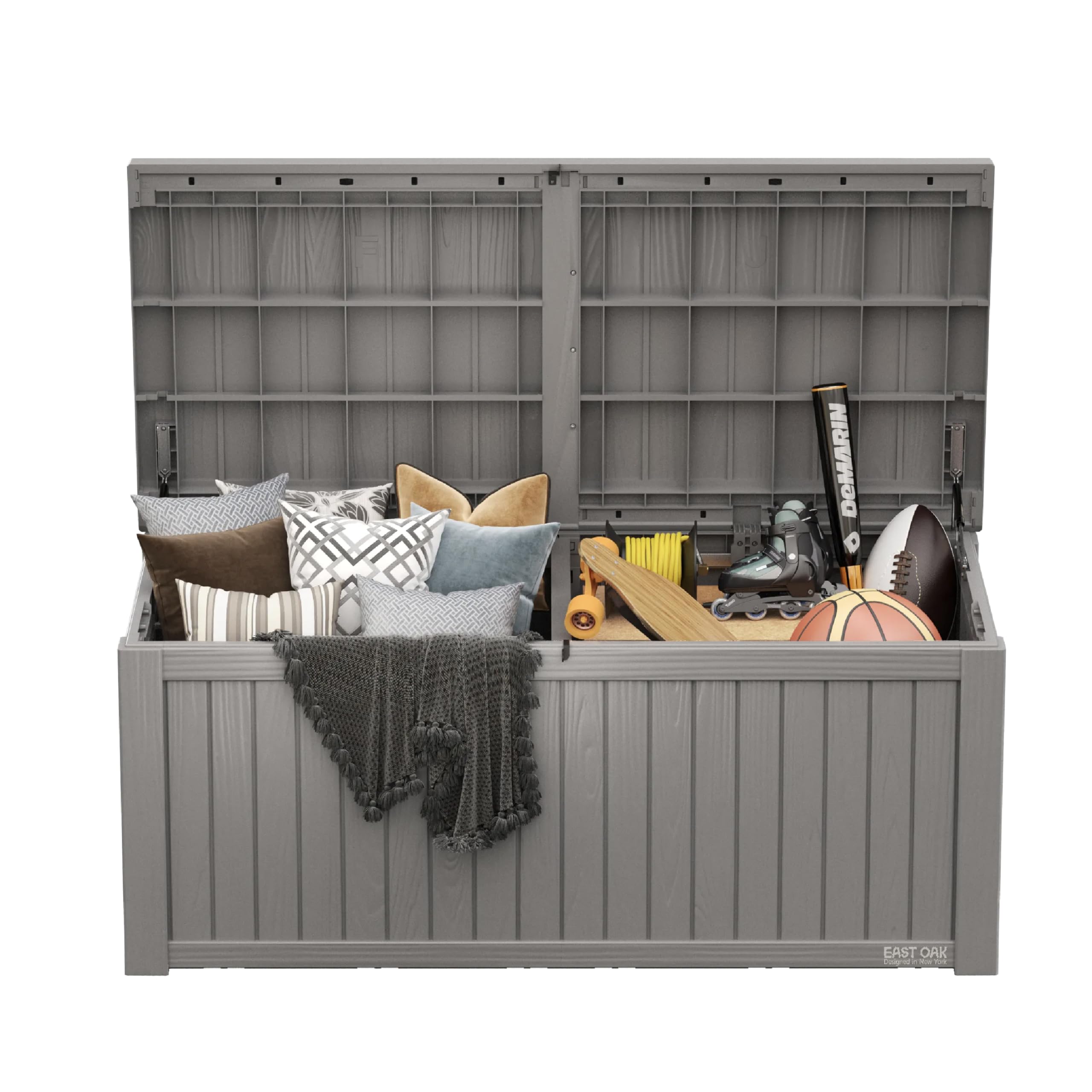 EAST OAK 31-Gallon Outdoor Deck Box, Grey