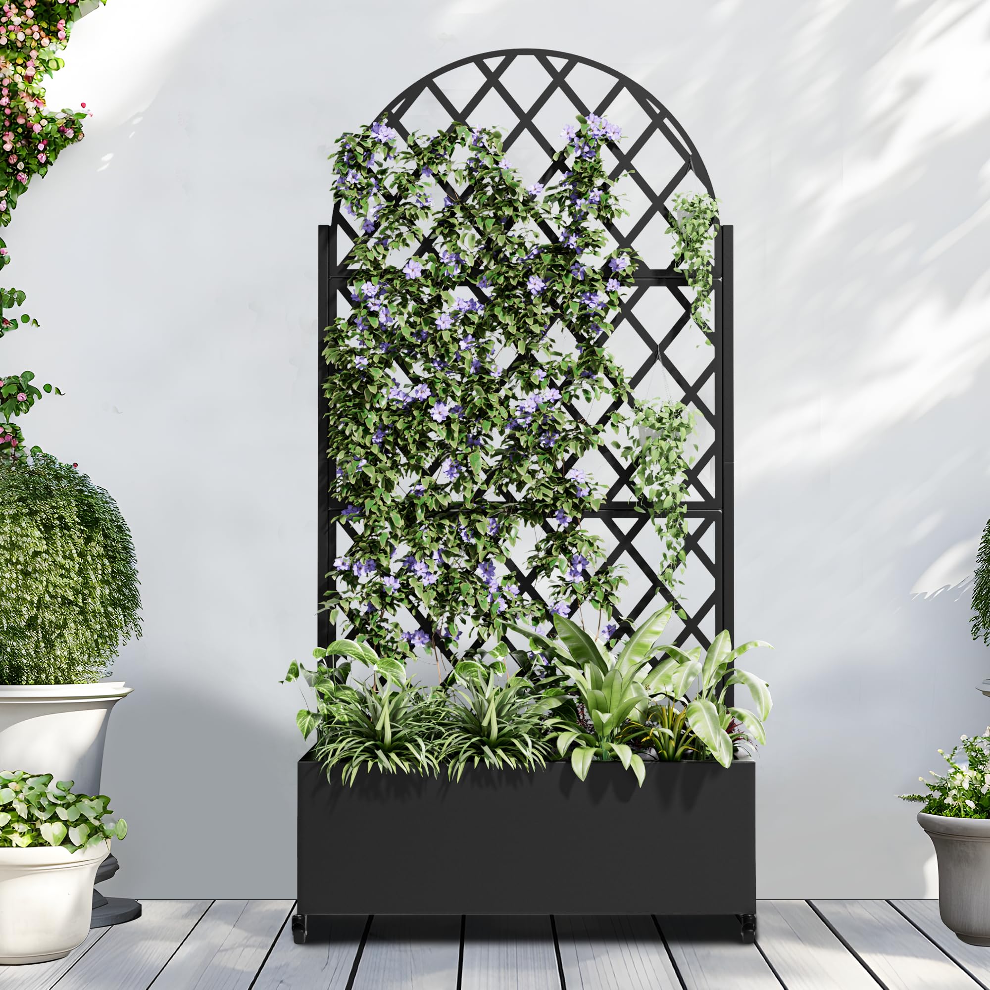 Casaphoria Metal Raised Garden Bed with Trellis
