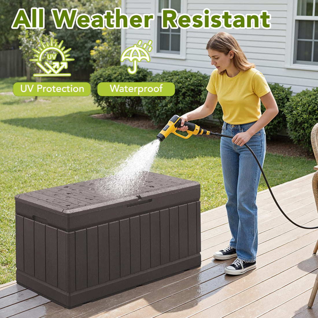 Devoko 30-Gallon Resin Deck Storage Box, Black