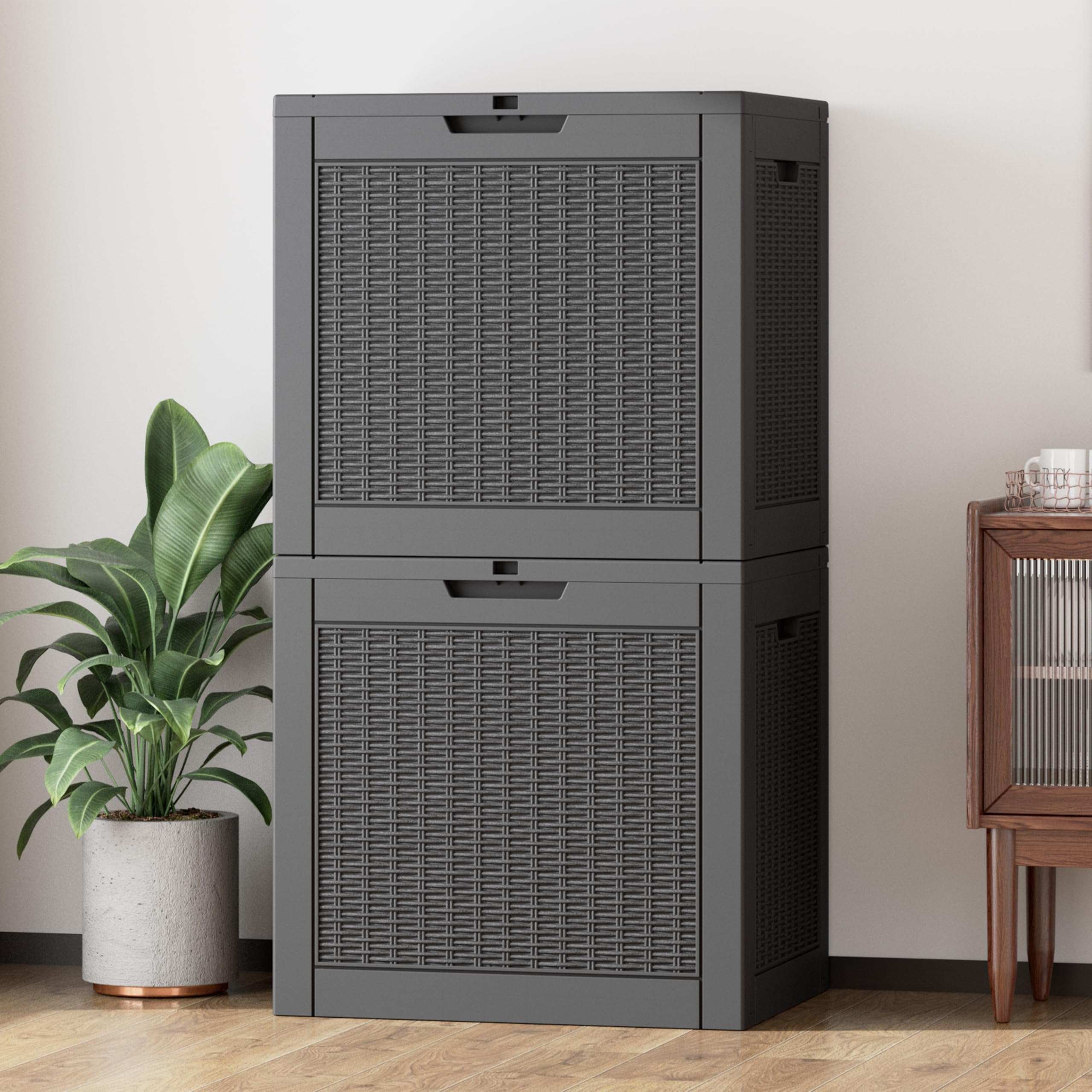 32-Gallon Resin Deck Box 2-Pack, Black