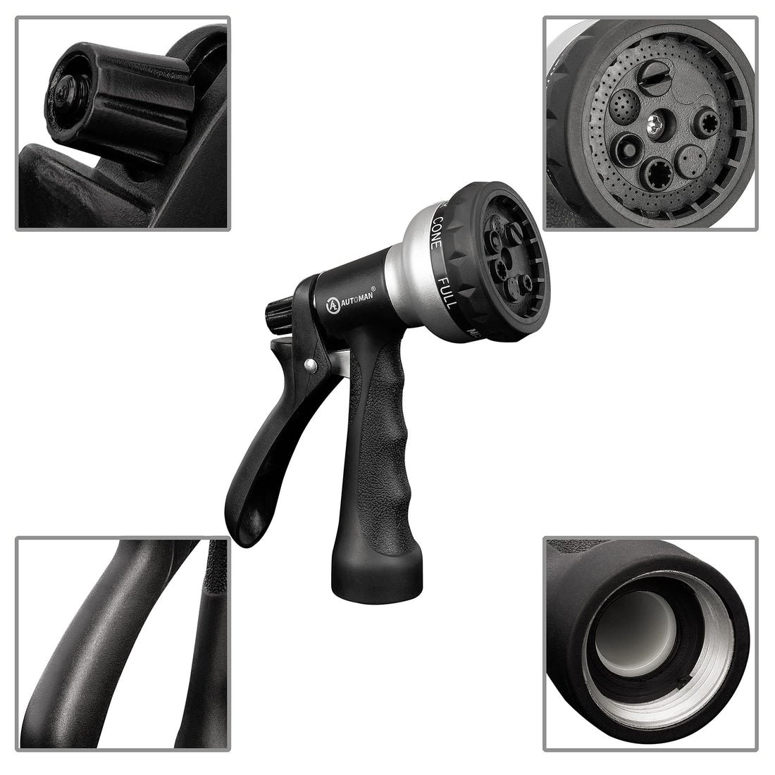 AUTOMAN Garden Hose Nozzle, 7-Pattern Spray
