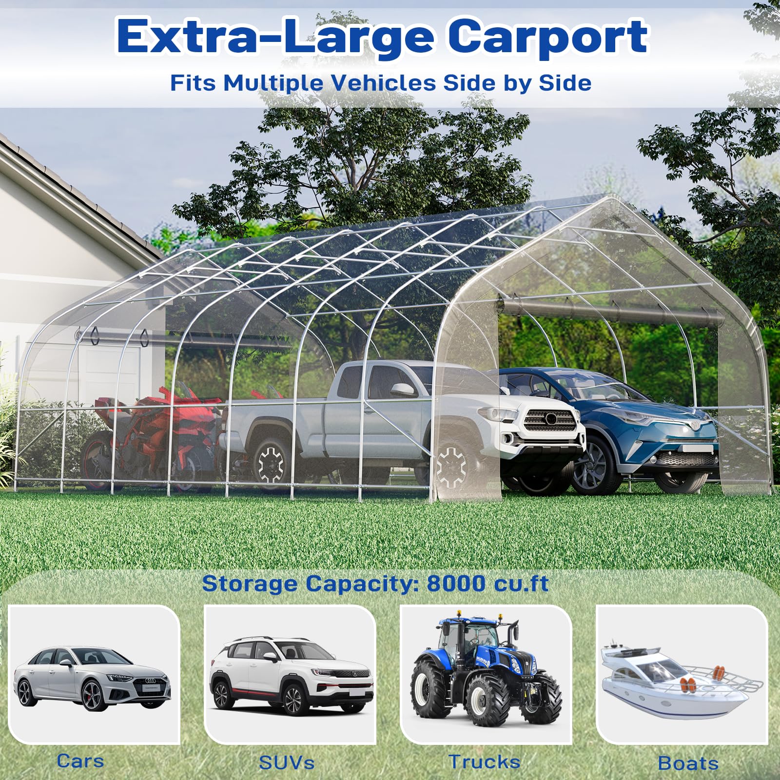 20x30 Ft EROMMY Heavy-Duty Carport