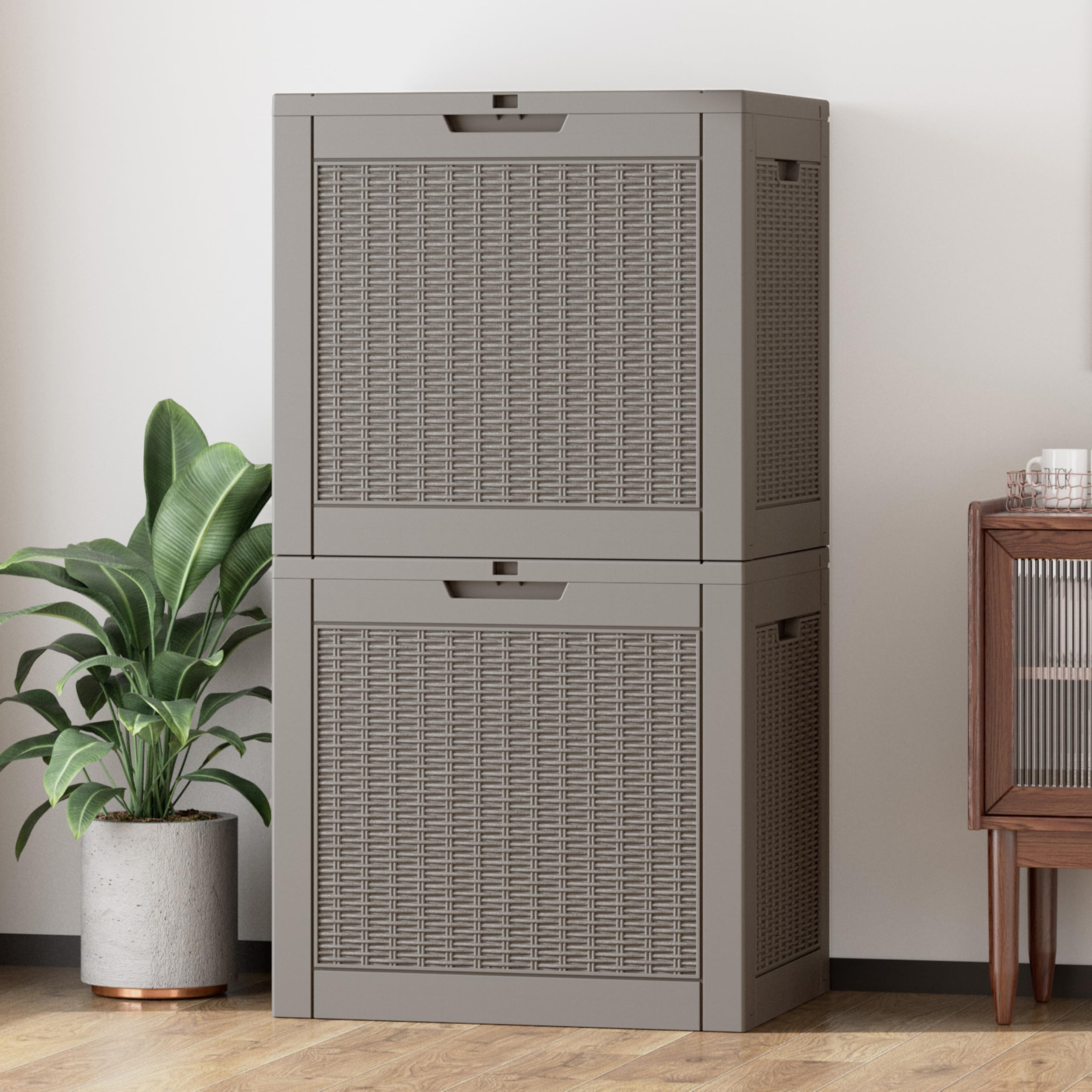 32-Gallon Resin Deck Box 2-Pack, Black