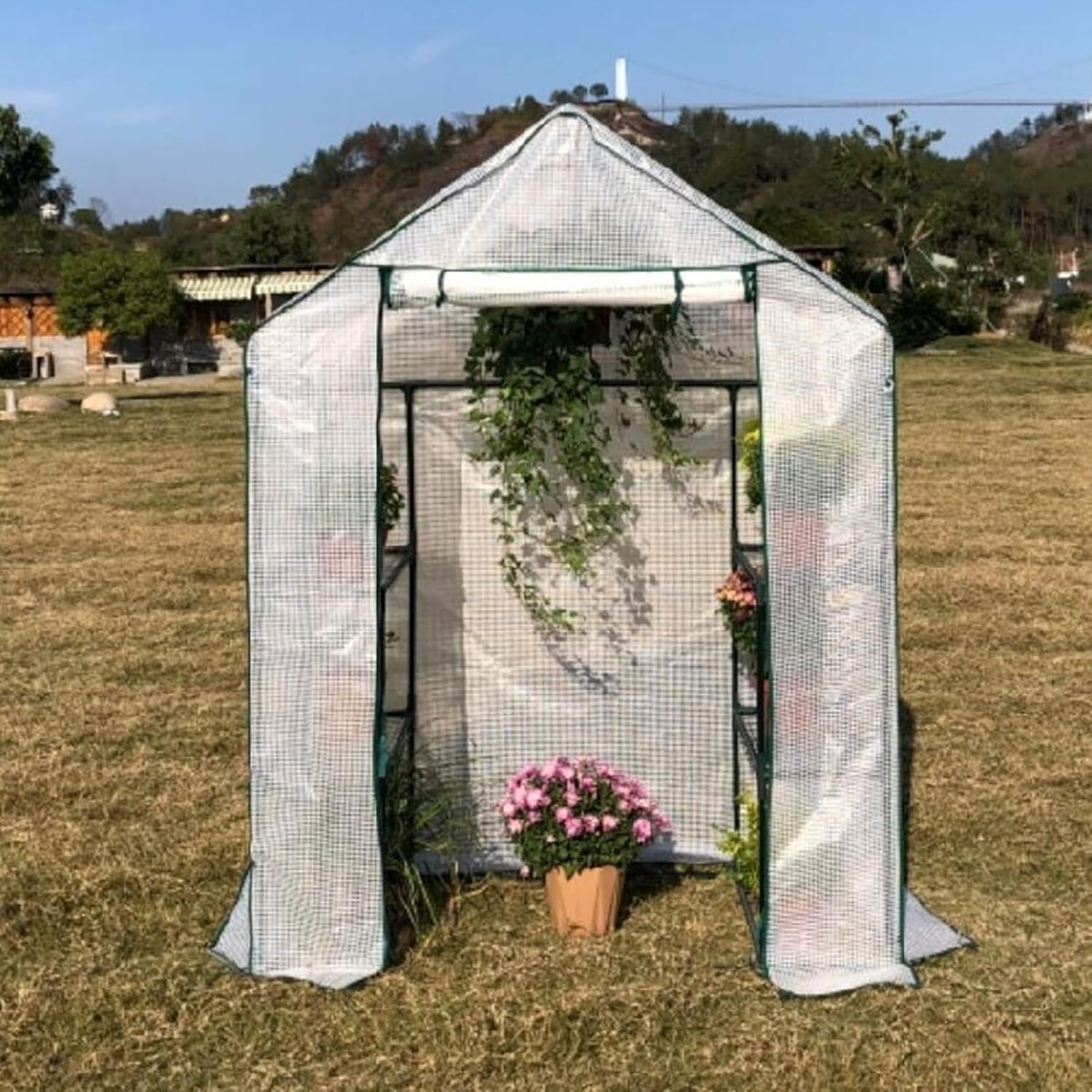 Walk-in Portable Greenhouse with Shelves