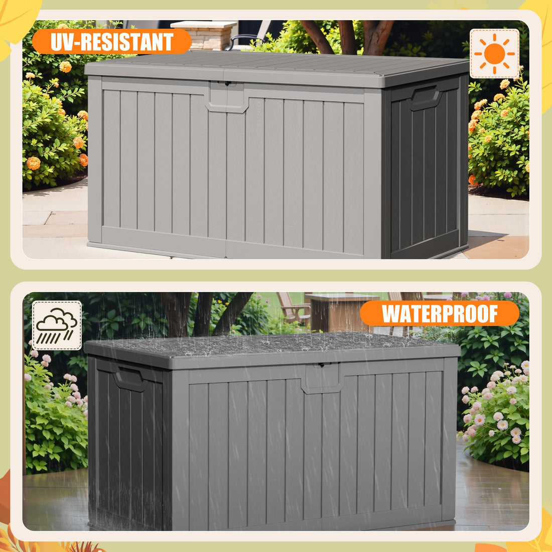 Devoko 30-Gallon Resin Deck Storage Box, Black