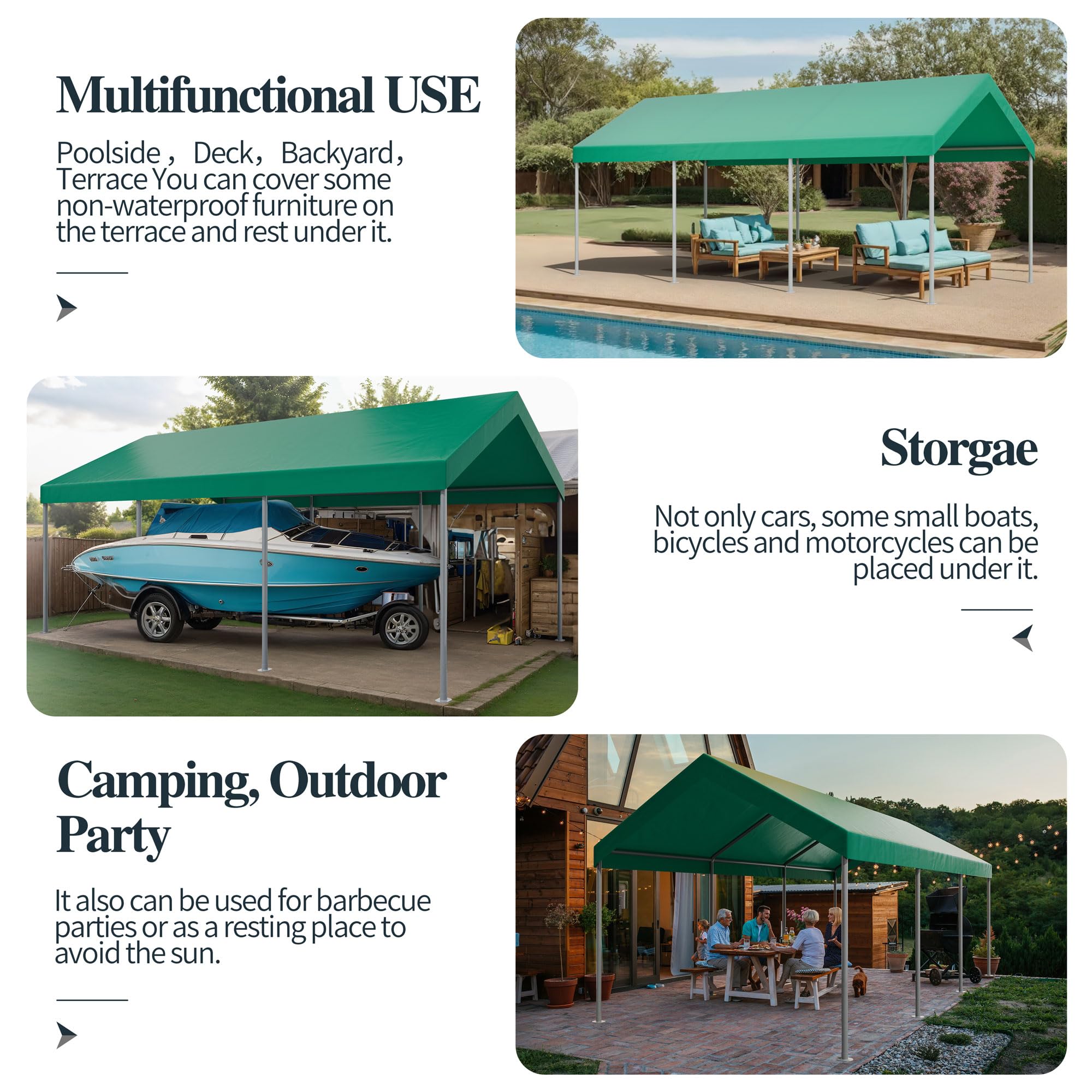 10x20 Ft Shintenchi Heavy-Duty Carport