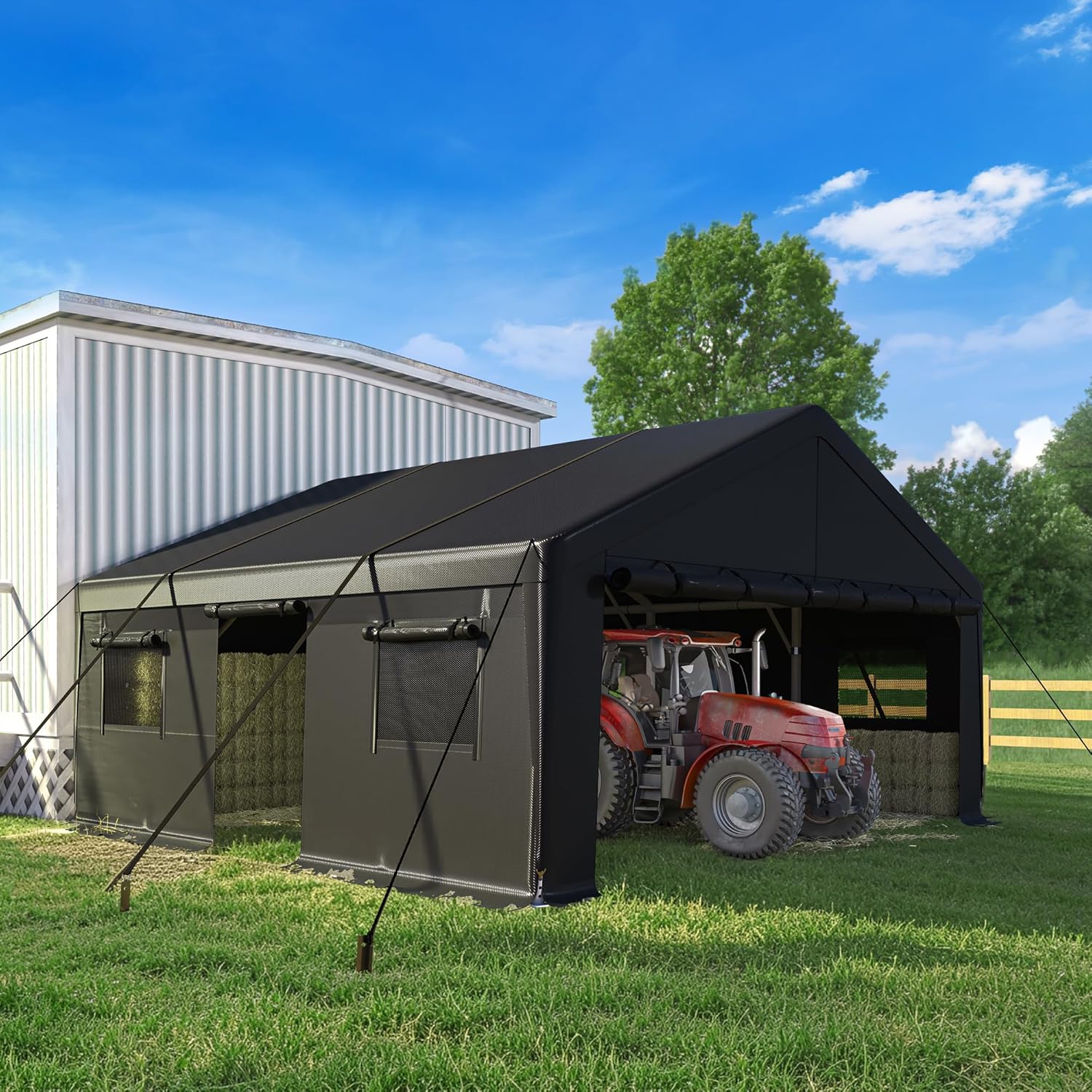 Bepatio 20x20 Ft 2-Car Heavy-Duty Metal Carport