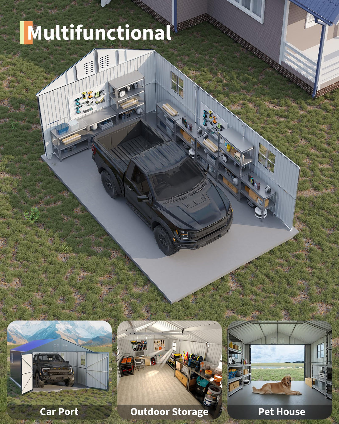 11x20x9 Ft Vertical Roof Metal Carport