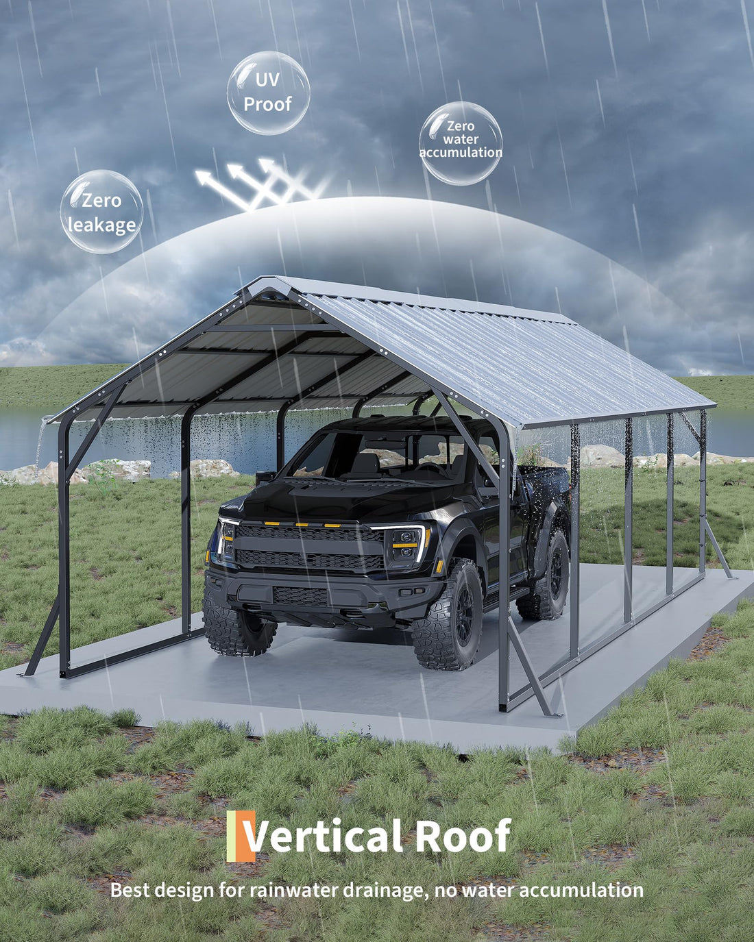 11x20x9 Ft Vertical Roof Metal Carport