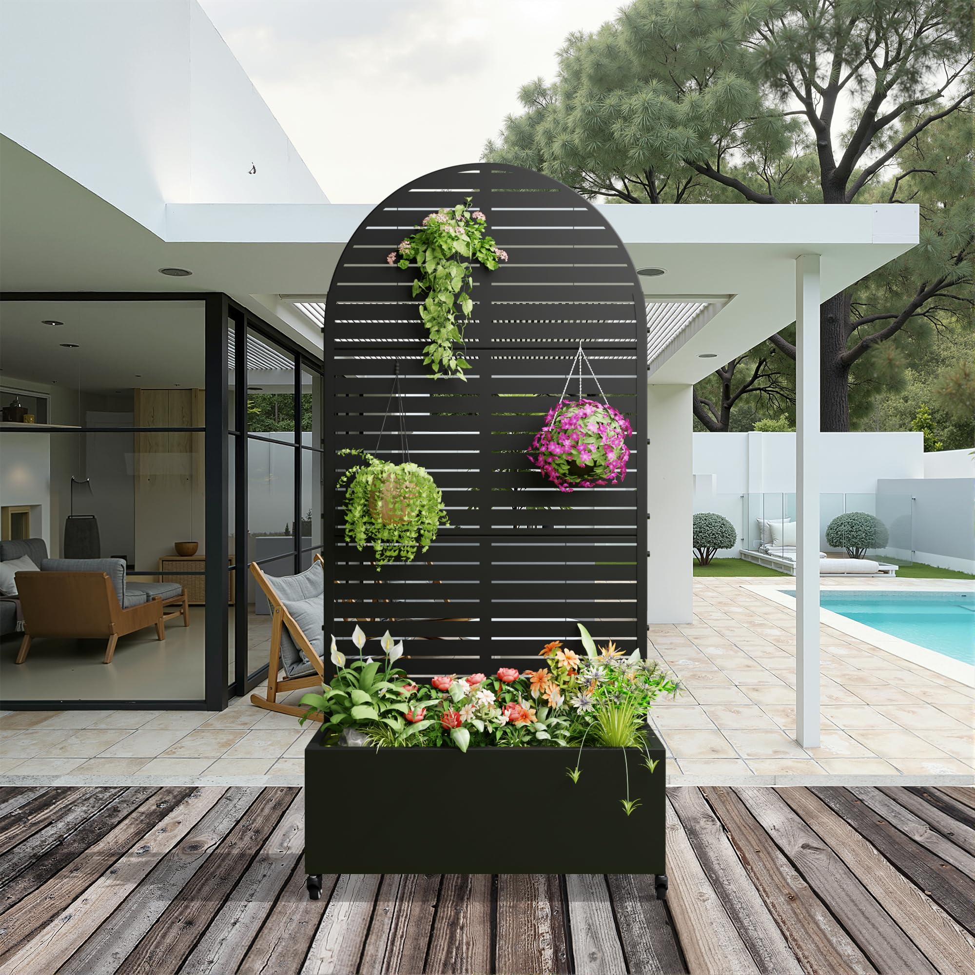 Casaphoria Metal Raised Garden Bed with Trellis