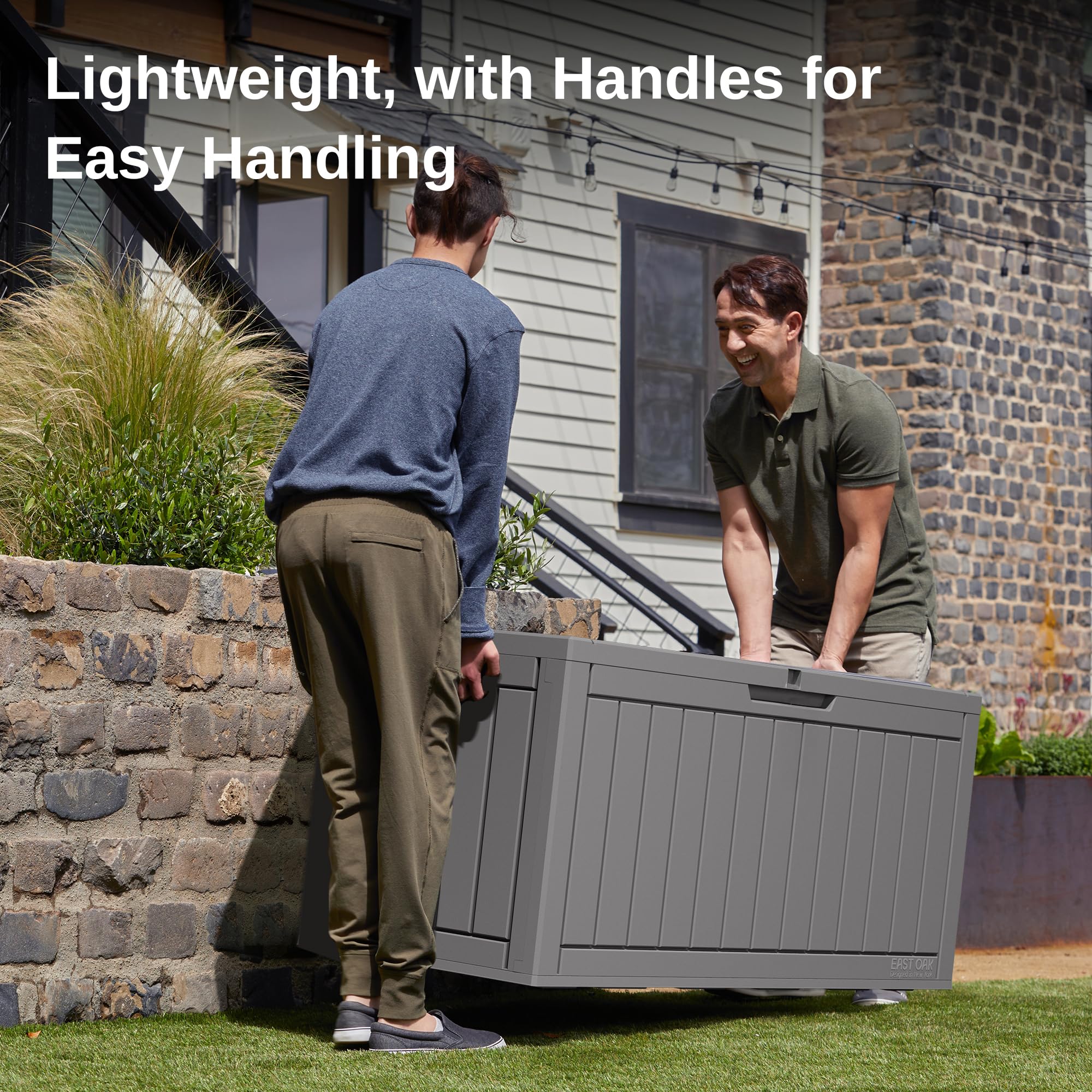 EAST OAK 31-Gallon Outdoor Deck Box, Grey