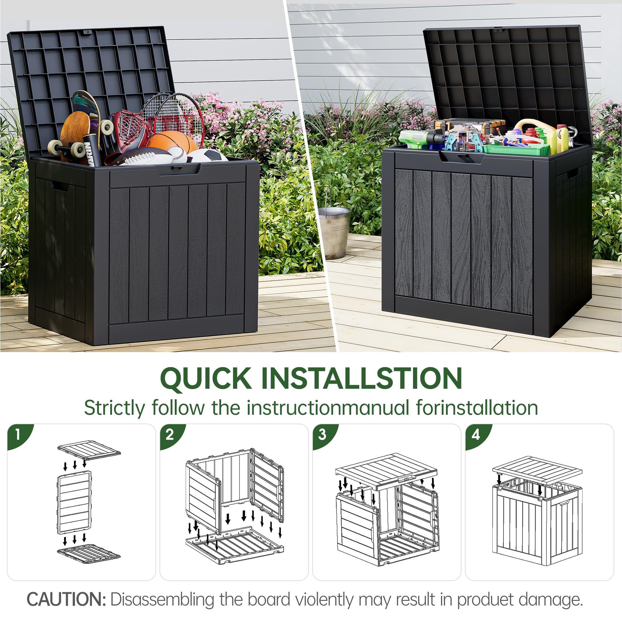 32-Gallon Resin Deck Box 2-Pack, Black