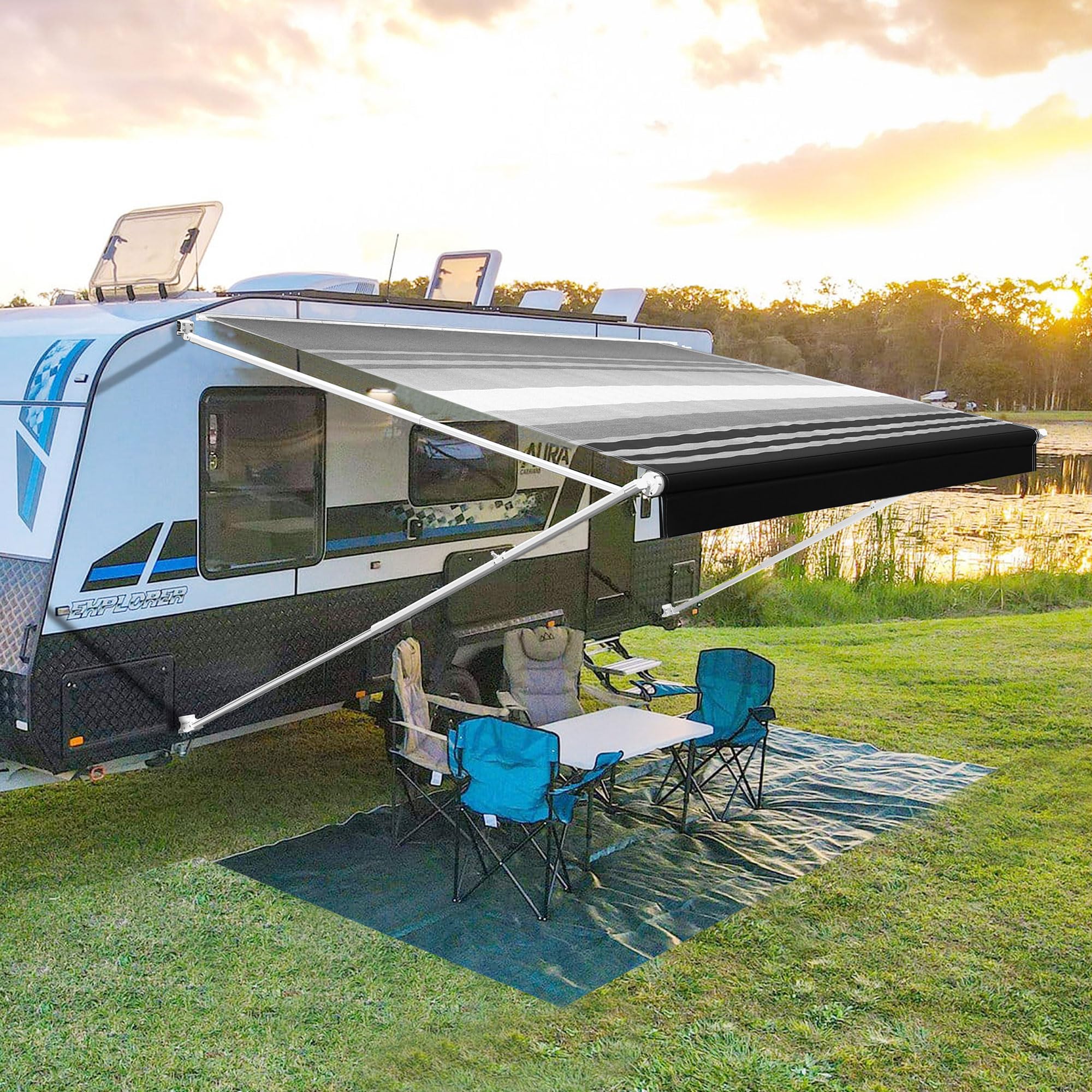 YESCAMP 17Ft Manual RV Awning Kit, Black