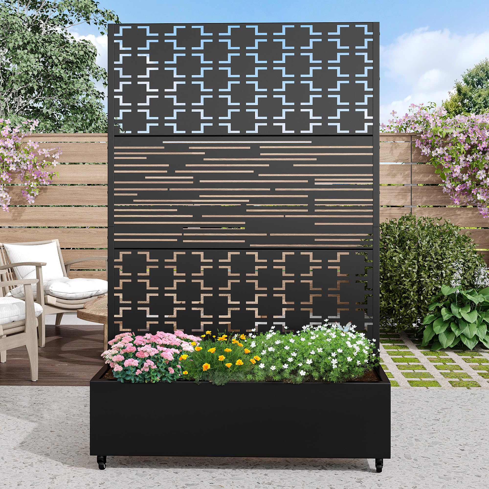 Casaphoria Metal Raised Garden Bed with Trellis