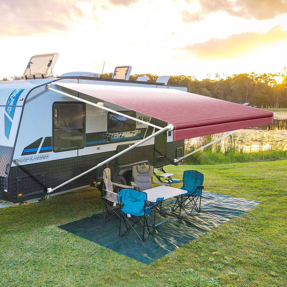 YESCAMP 17Ft Manual RV Awning Kit, Black