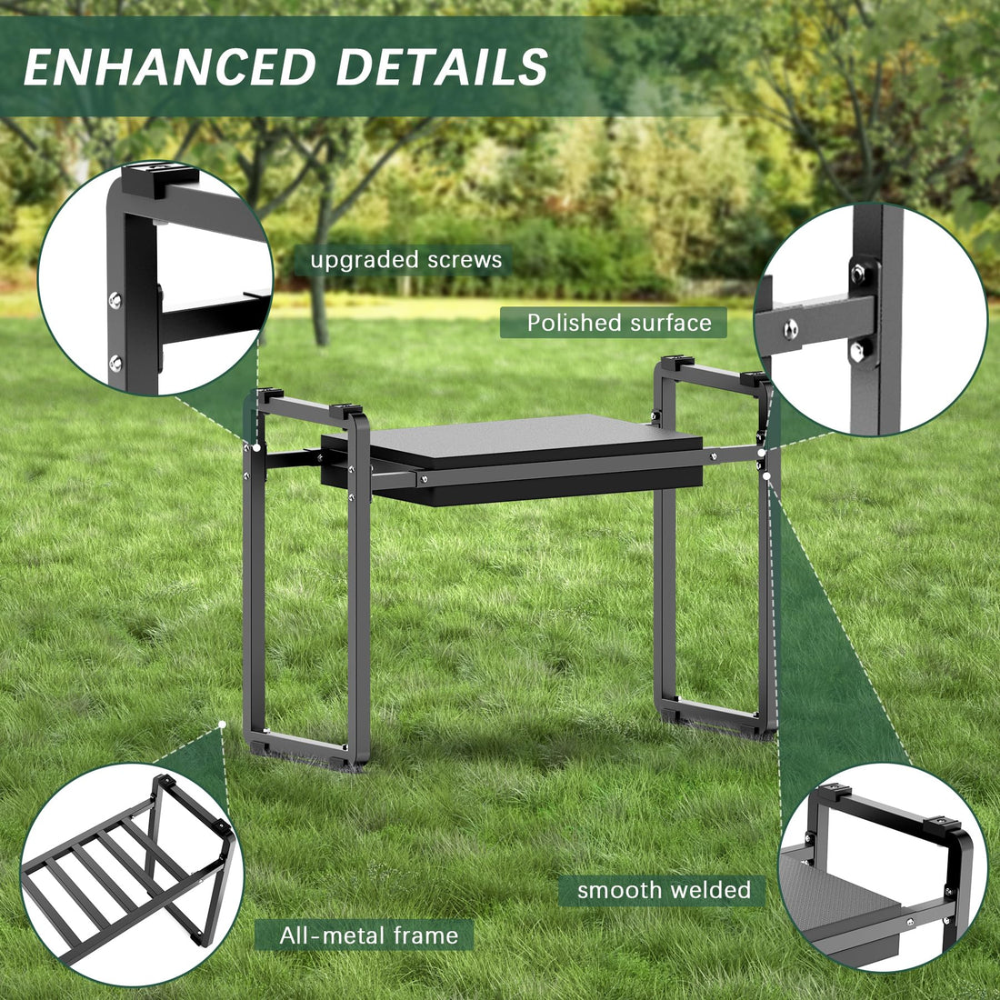 FLINTER Wide Garden Kneeler & Seat, Black