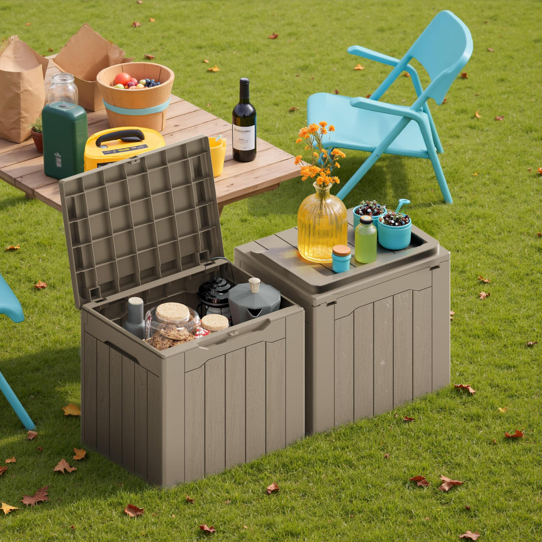 Devoko 30-Gallon Resin Deck Storage Box, Black