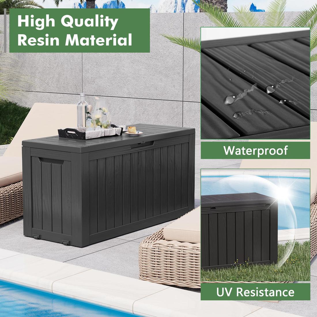 32-Gallon Resin Deck Box 2-Pack, Black