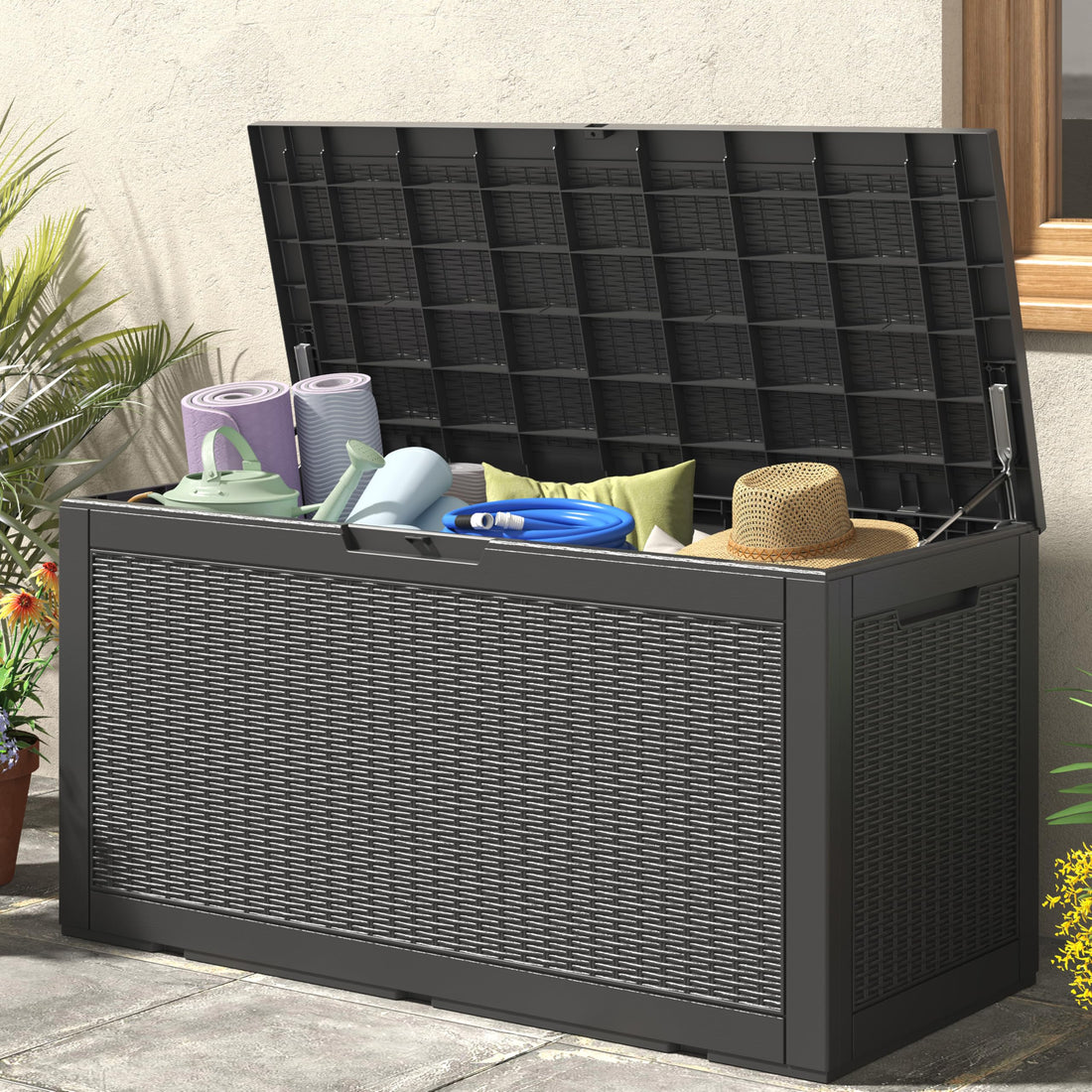 32-Gallon Resin Deck Box 2-Pack, Black