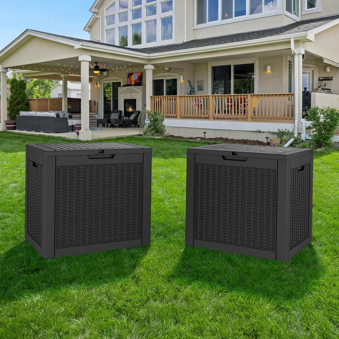 32-Gallon Resin Deck Box 2-Pack, Black