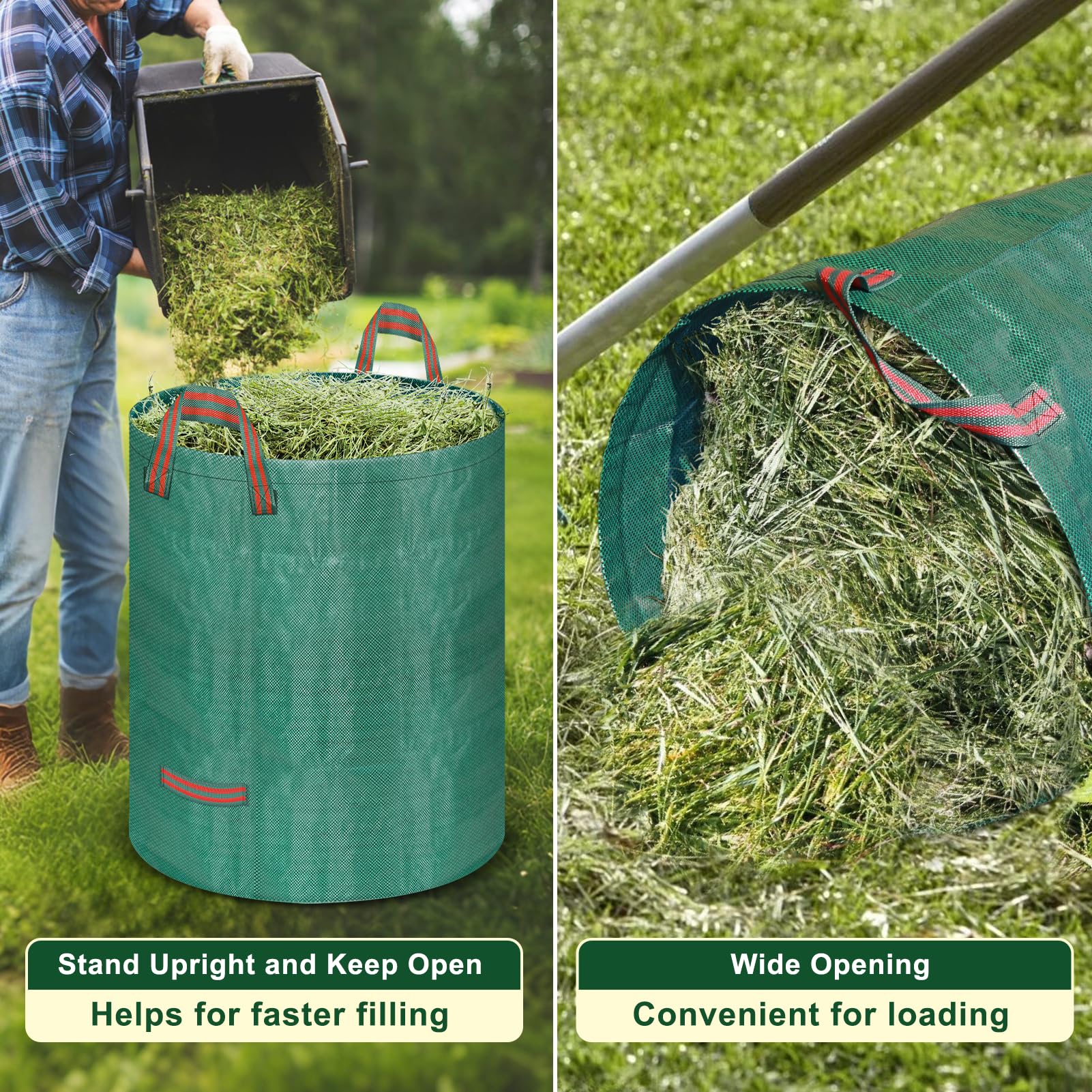 Remiawy 32-Gal Reusable Yard Waste Bags, 4 Pack