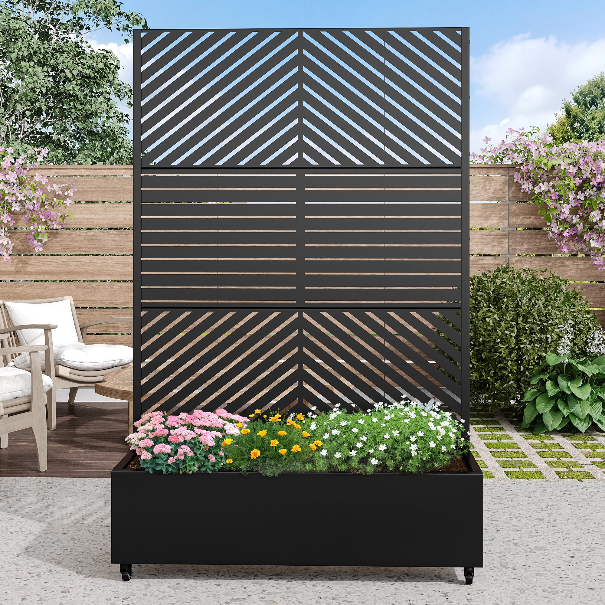 Casaphoria Metal Raised Garden Bed with Trellis