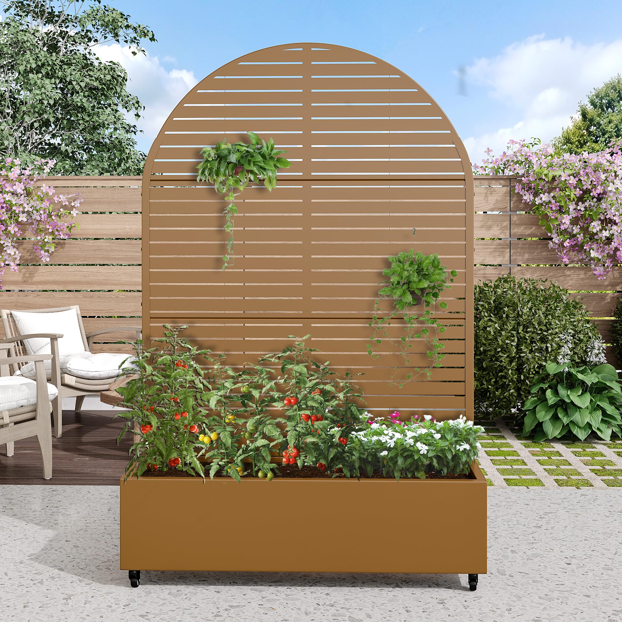 Casaphoria Metal Raised Garden Bed with Trellis