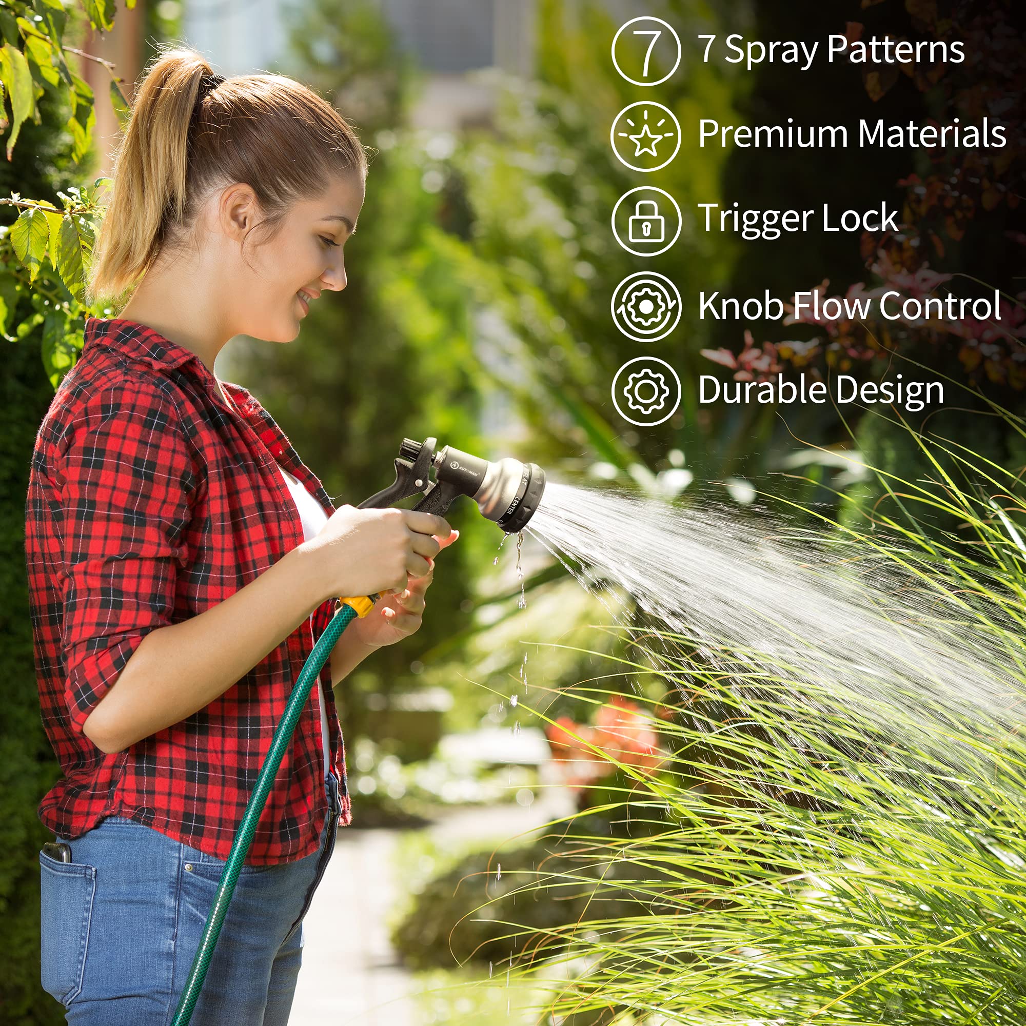 AUTOMAN Garden Hose Nozzle, 7-Pattern Spray