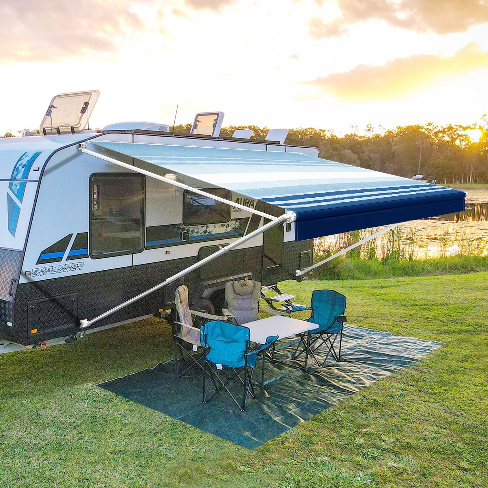 YESCAMP 17Ft Manual RV Awning Kit, Black