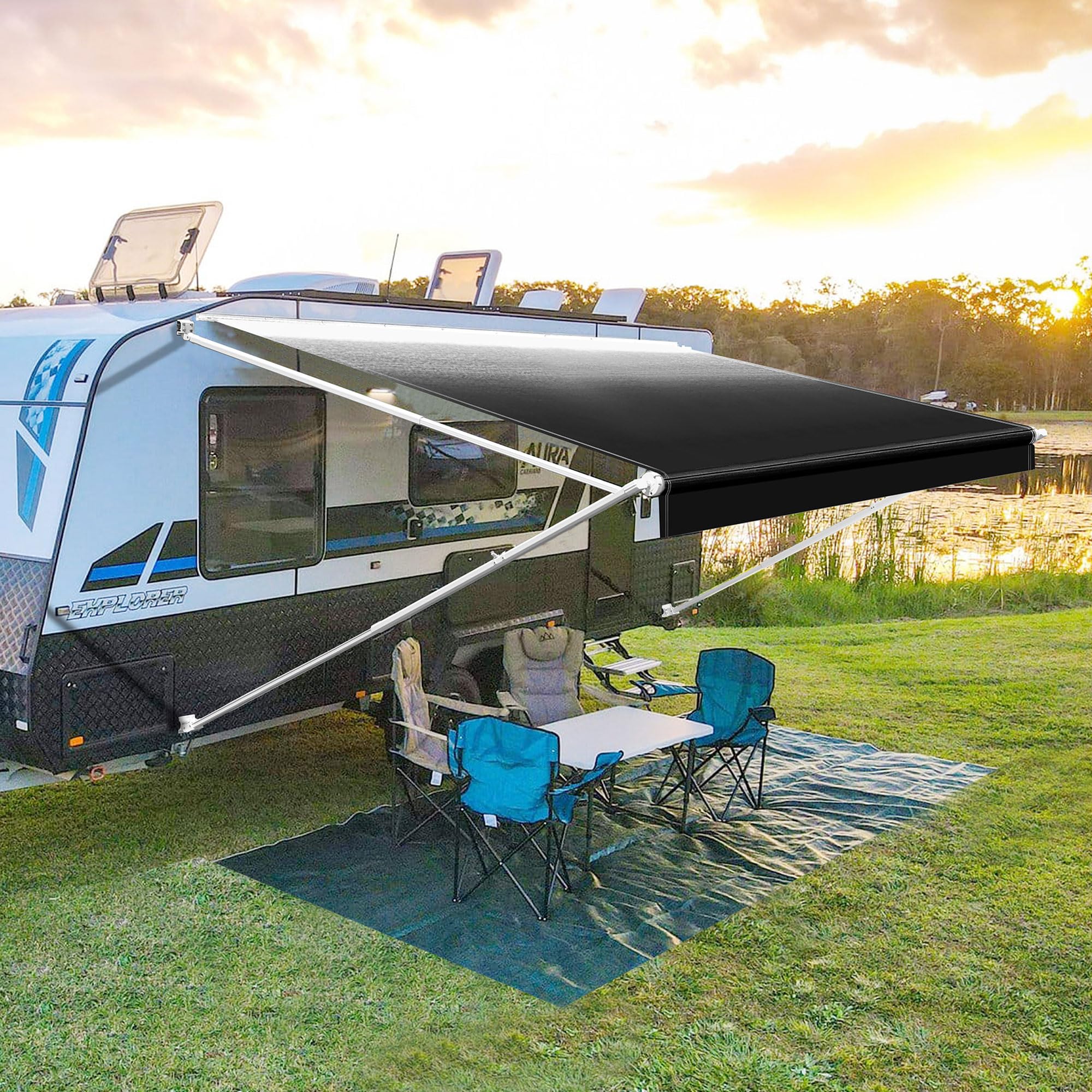 YESCAMP 17Ft Manual RV Awning Kit, Black