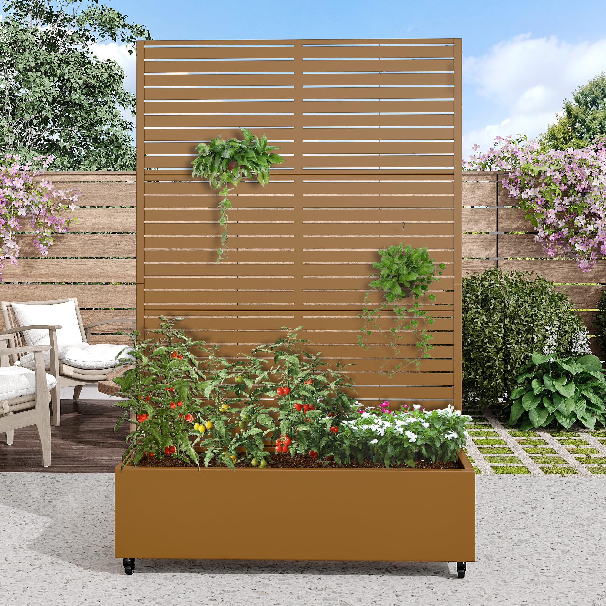 Casaphoria Metal Raised Garden Bed with Trellis