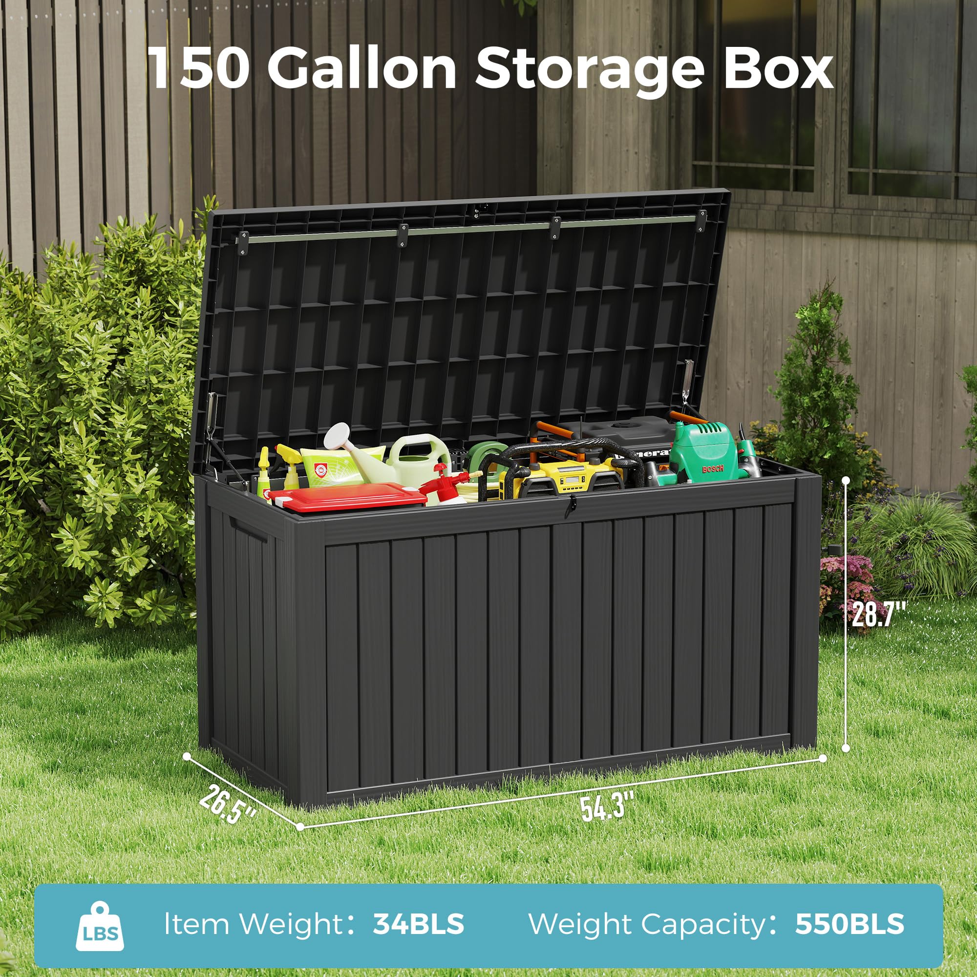 32-Gallon Resin Deck Box 2-Pack, Black