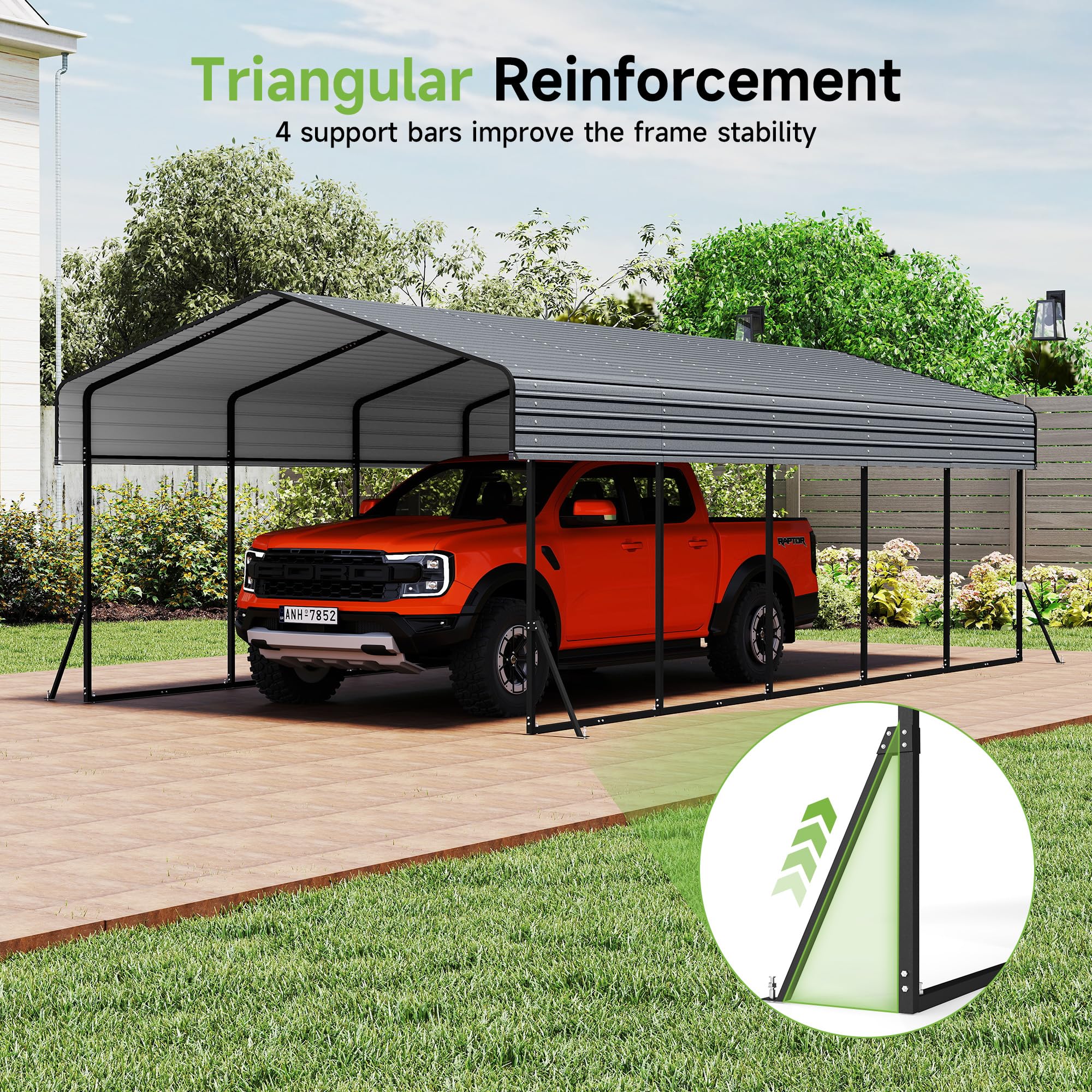 12x20 Ft Real Relax Heavy-Duty Carport