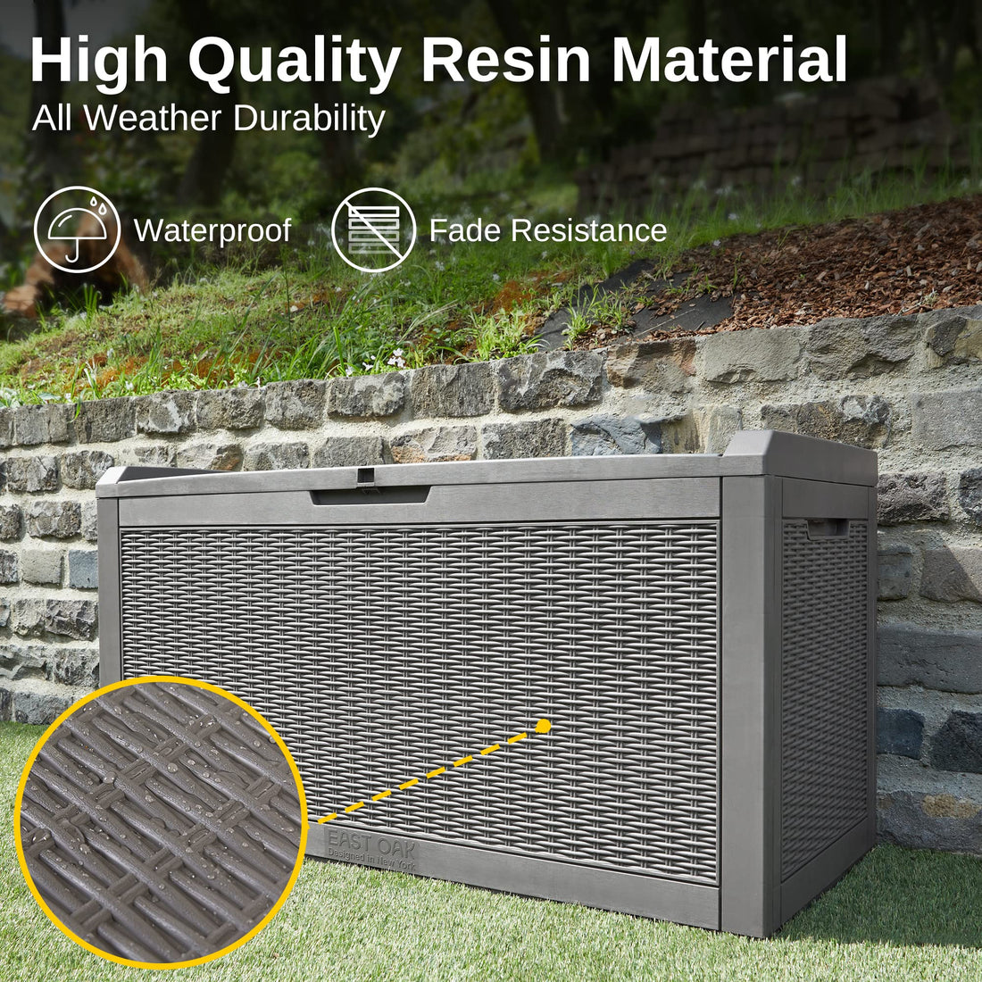 EAST OAK 31-Gallon Outdoor Deck Box, Grey