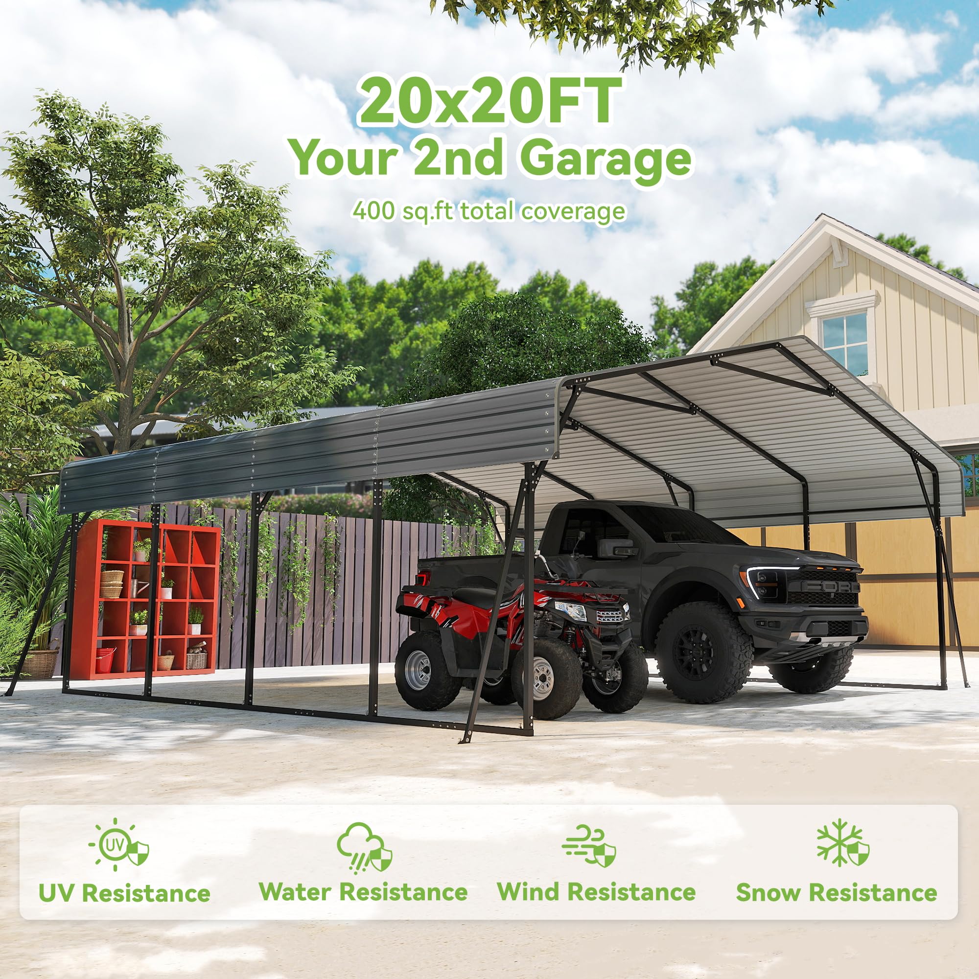 12x20 Ft Real Relax Heavy-Duty Carport