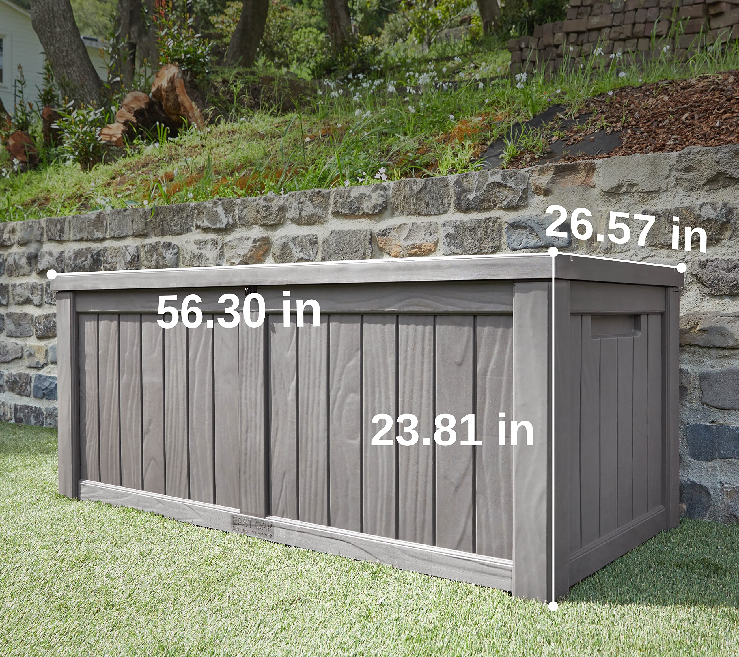 EAST OAK 31-Gallon Outdoor Deck Box, Grey