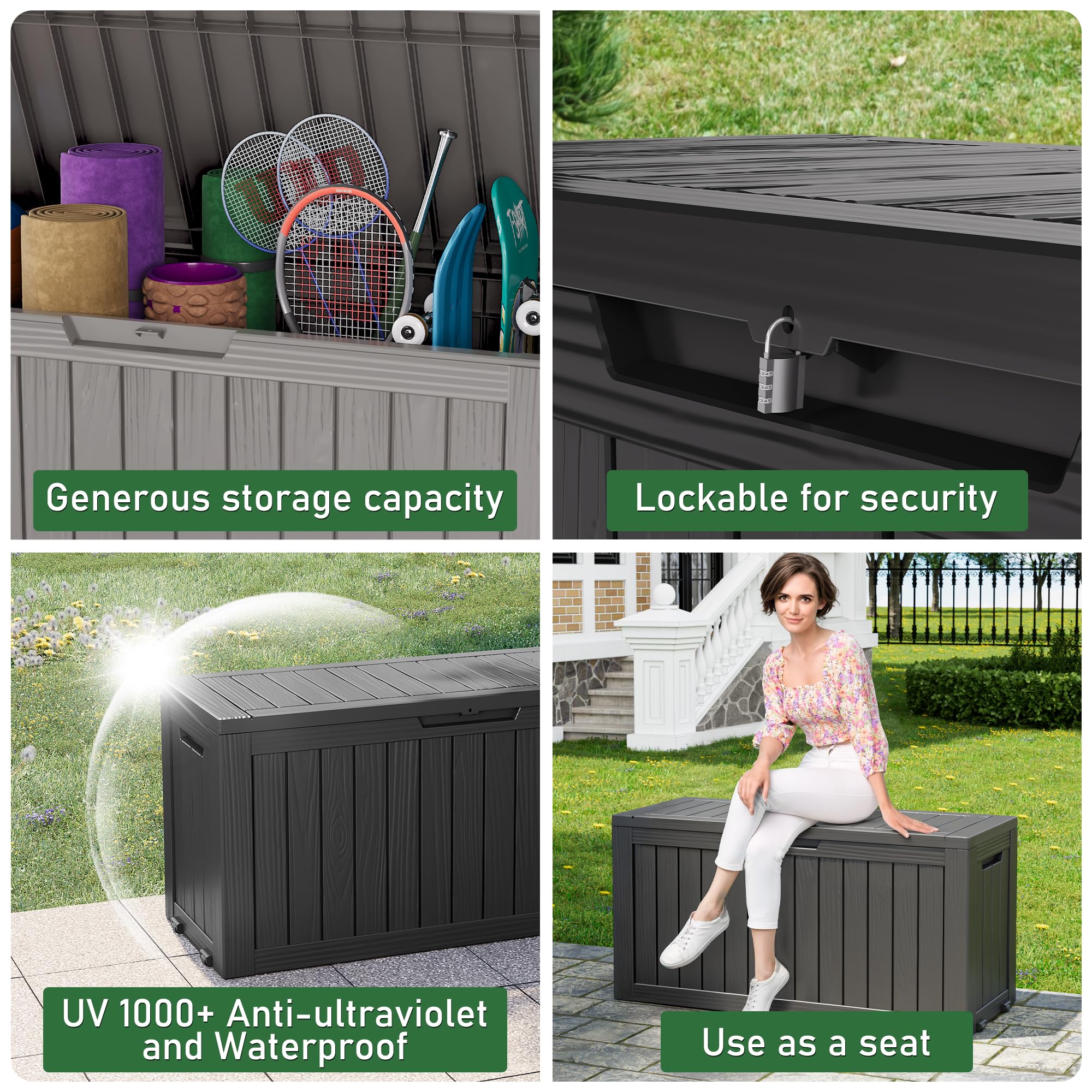 32-Gallon Resin Deck Box 2-Pack, Black