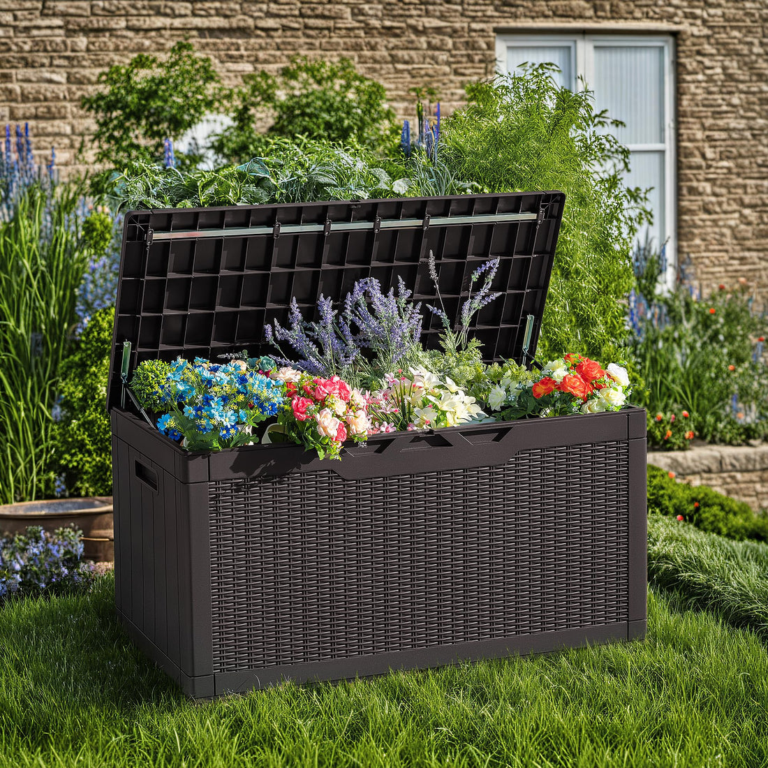 Devoko 30-Gallon Resin Deck Storage Box, Black