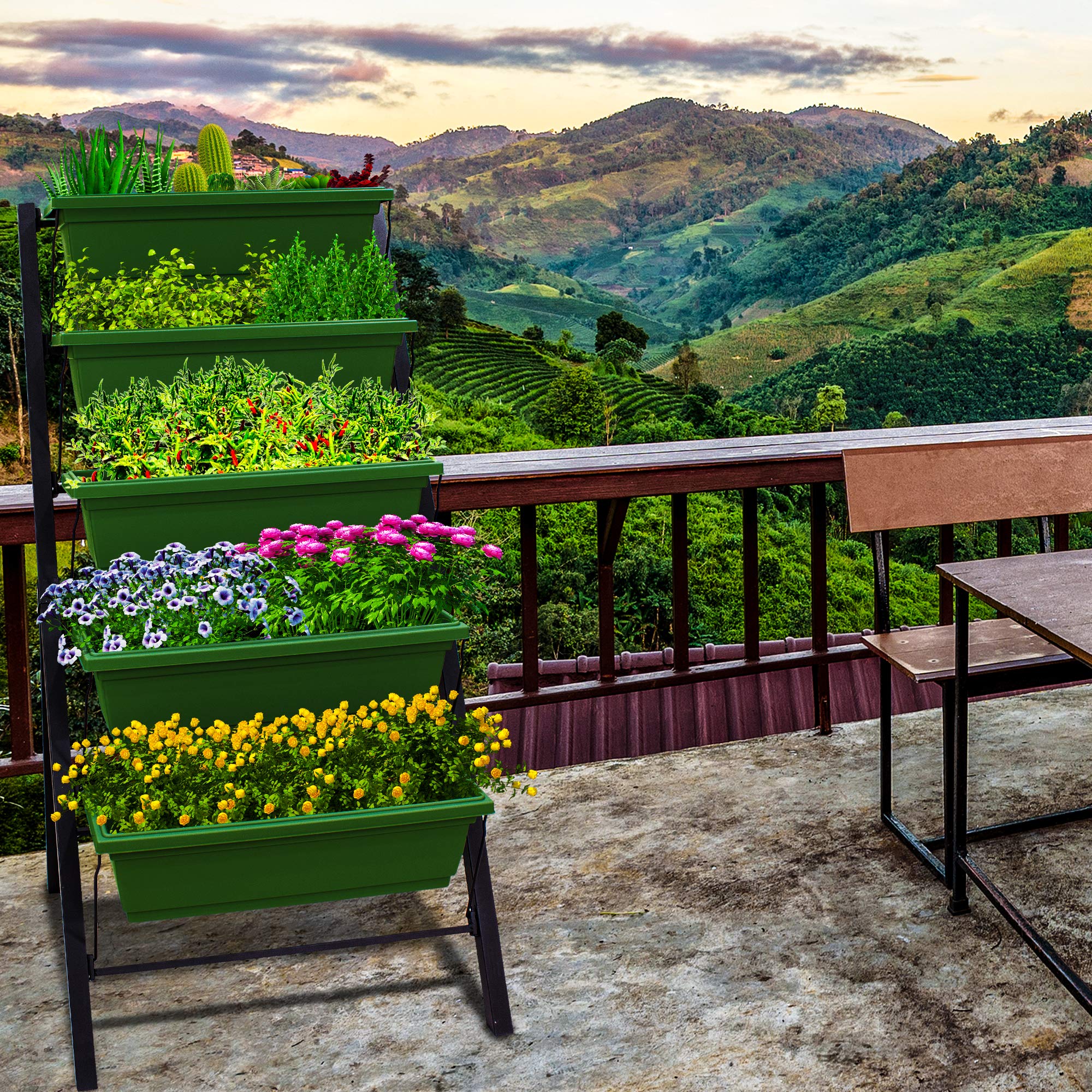 4Ft 5-Tier Vertical Raised Garden Bed Planter Box