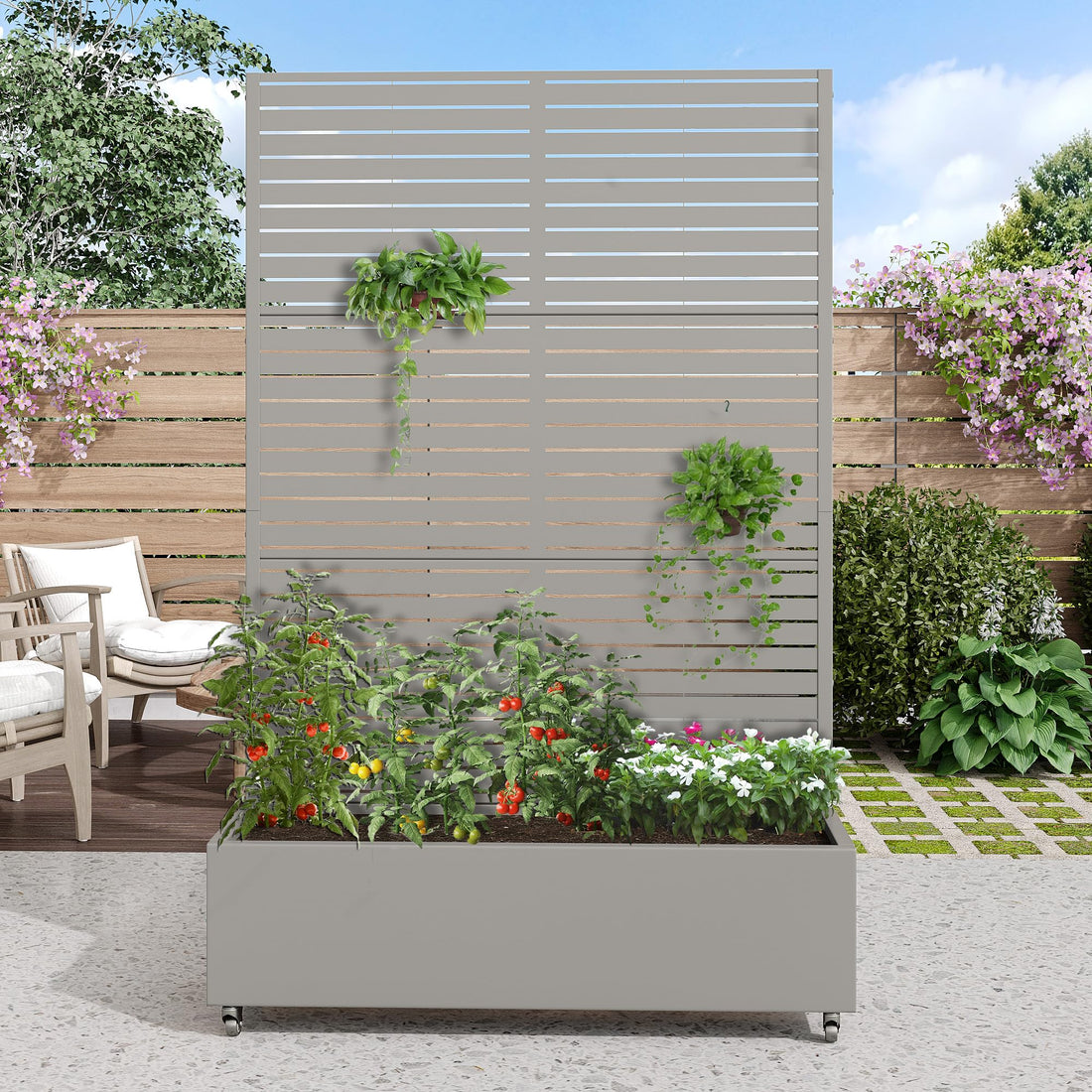 Casaphoria Metal Raised Garden Bed with Trellis