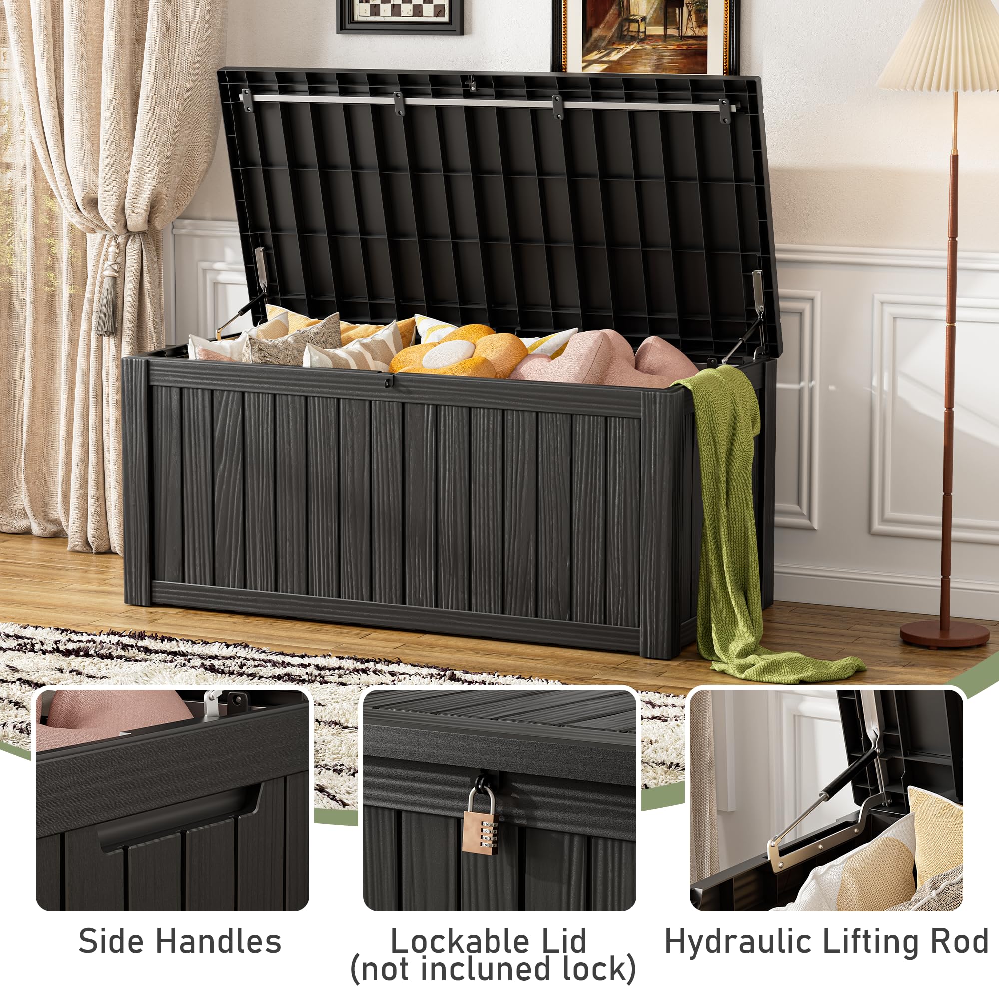 32-Gallon Resin Deck Box 2-Pack, Black