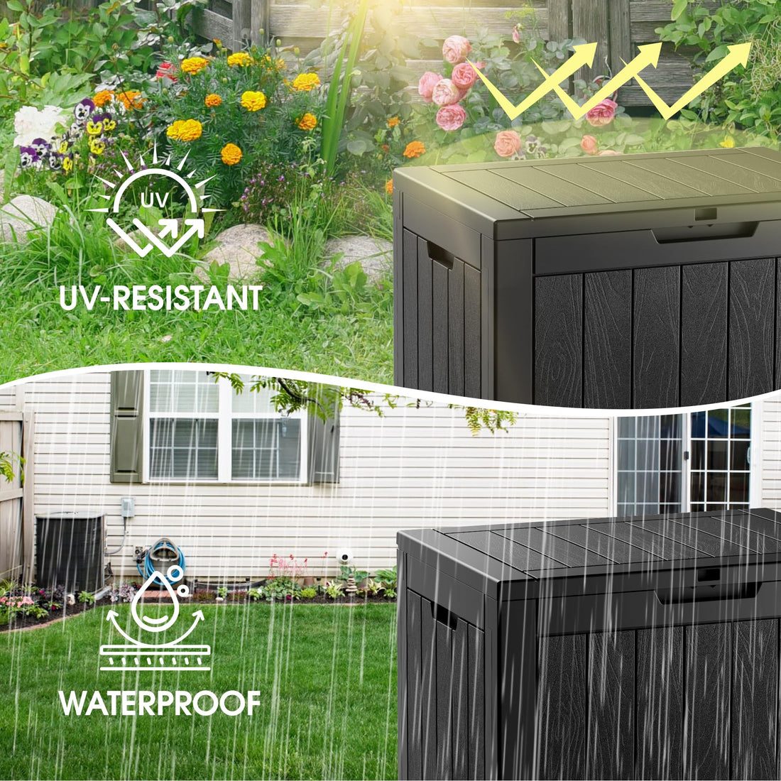 32-Gallon Resin Deck Box 2-Pack, Black