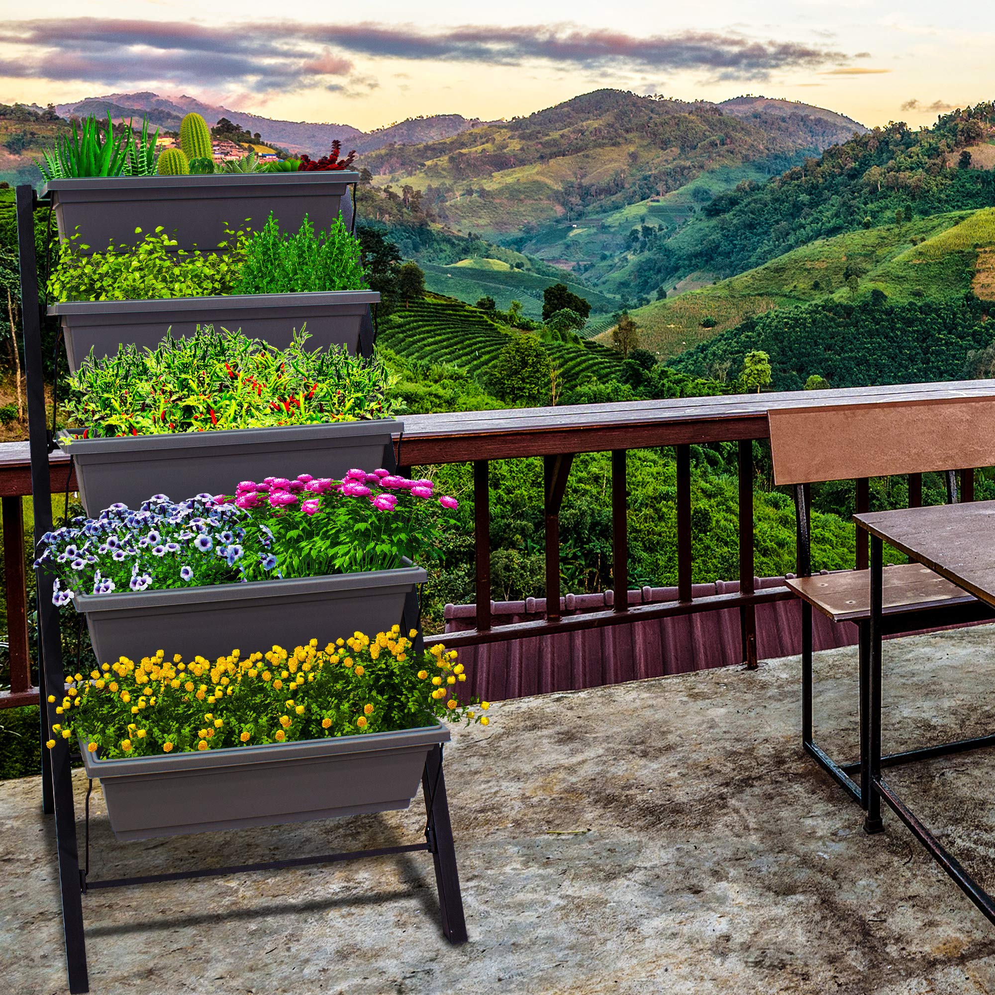 4Ft 5-Tier Vertical Raised Garden Bed Planter Box