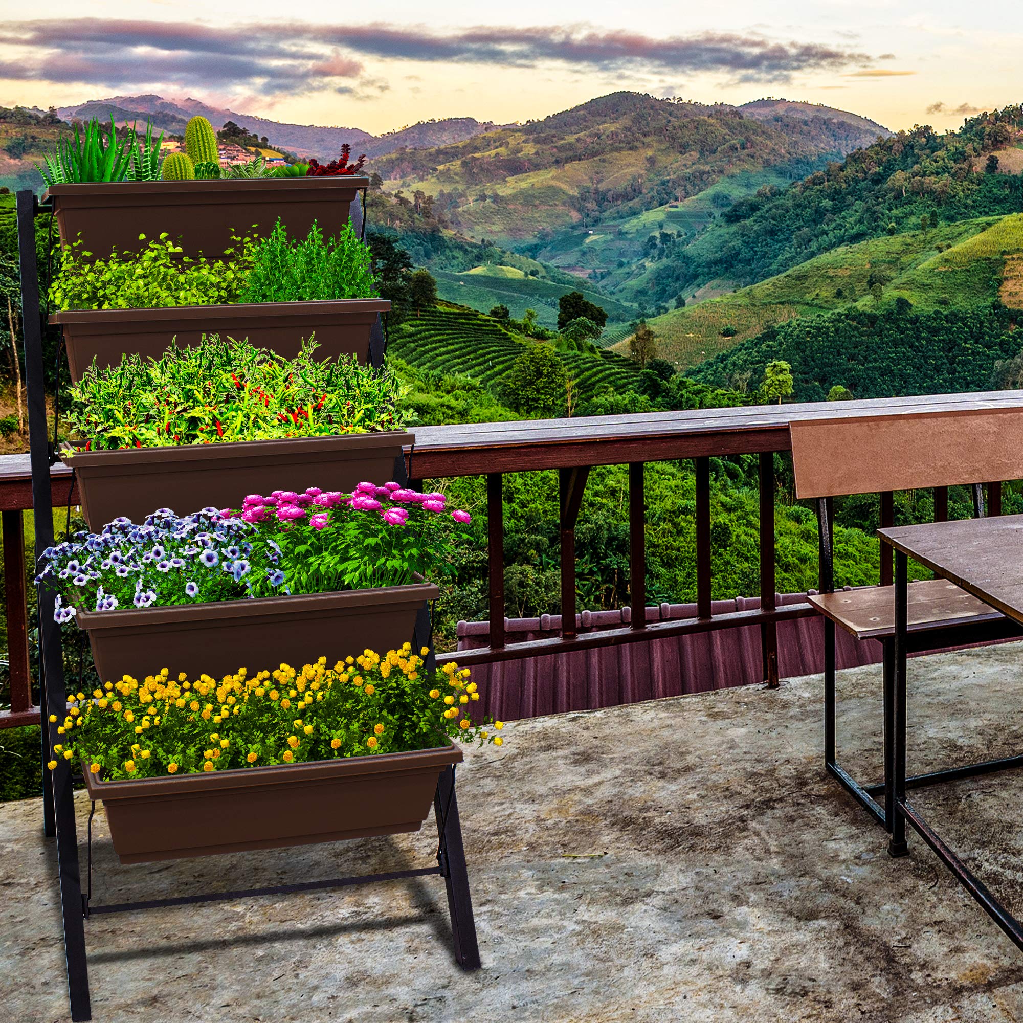 4Ft 5-Tier Vertical Raised Garden Bed Planter Box