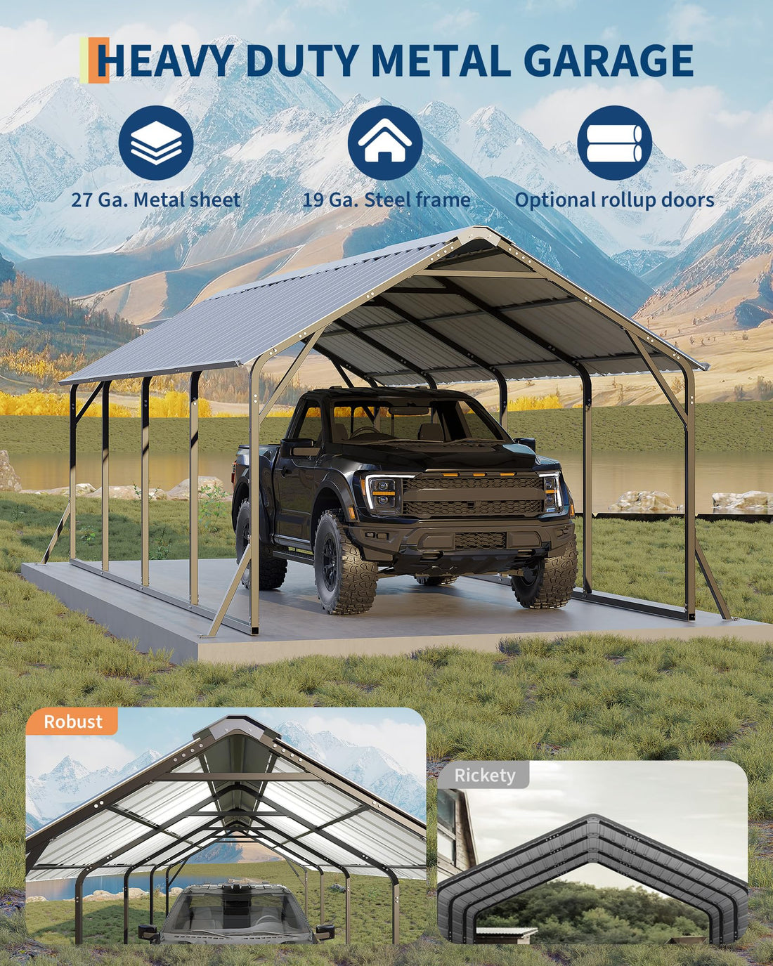11x20x9 Ft Vertical Roof Metal Carport