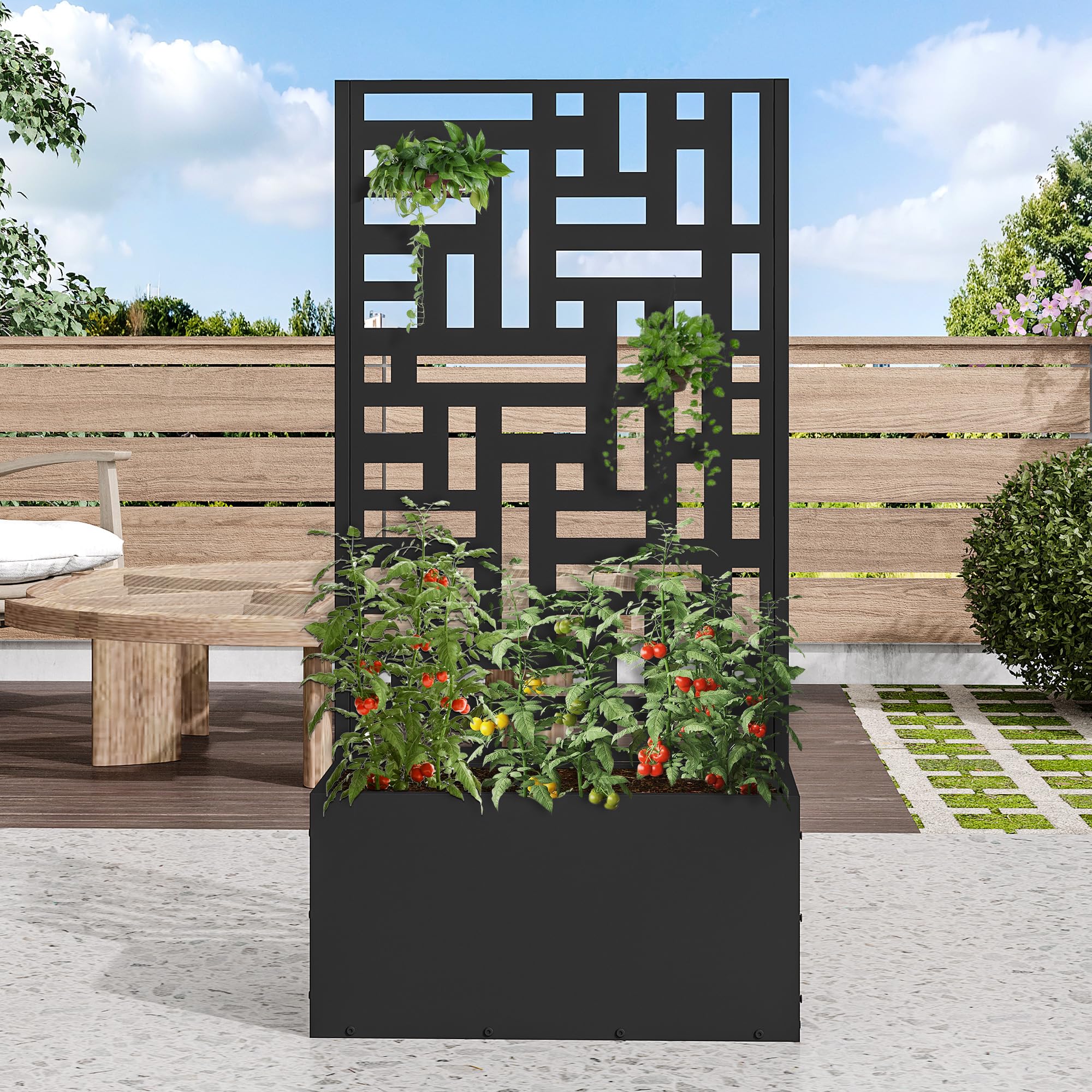 Casaphoria Metal Raised Garden Bed with Trellis