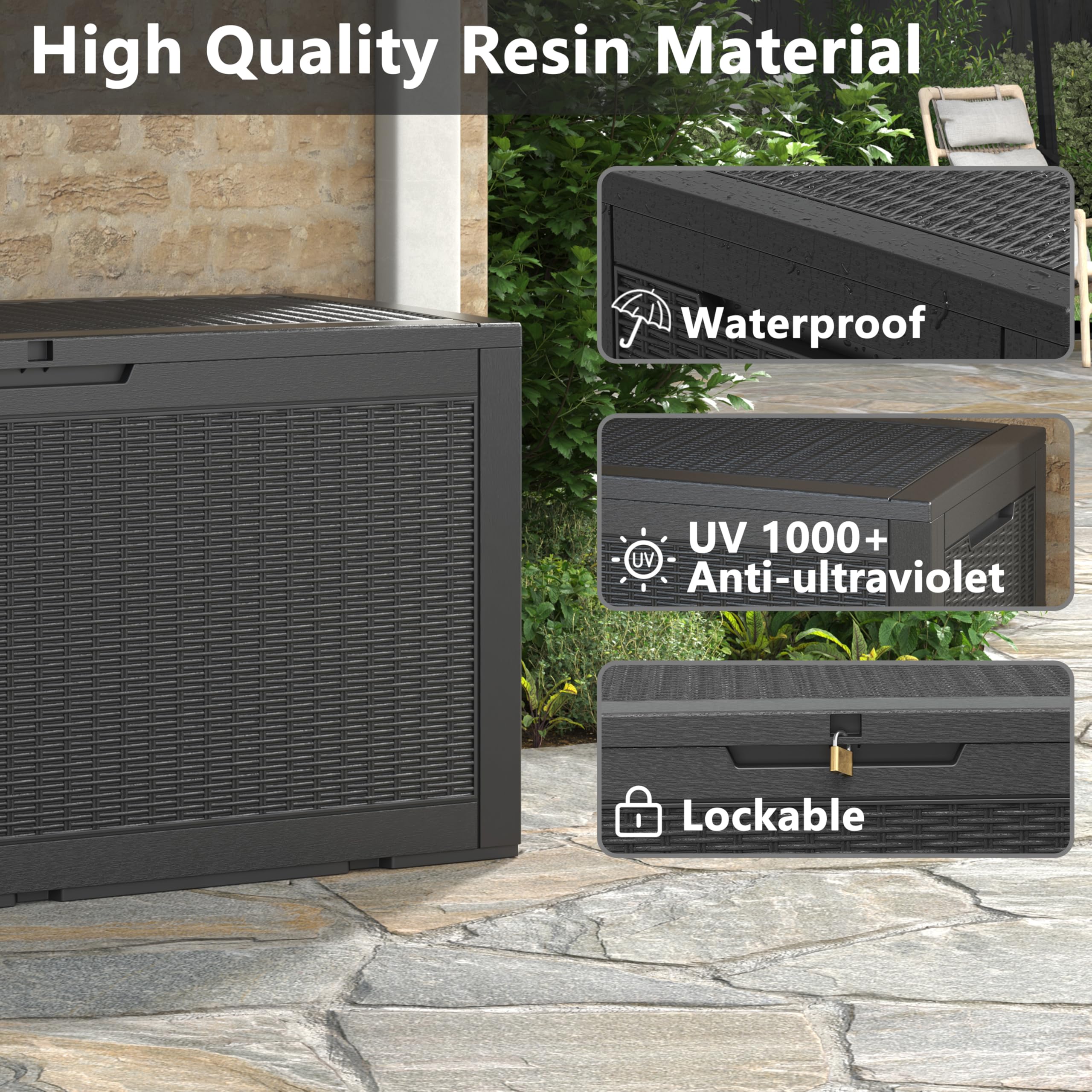 32-Gallon Resin Deck Box 2-Pack, Black